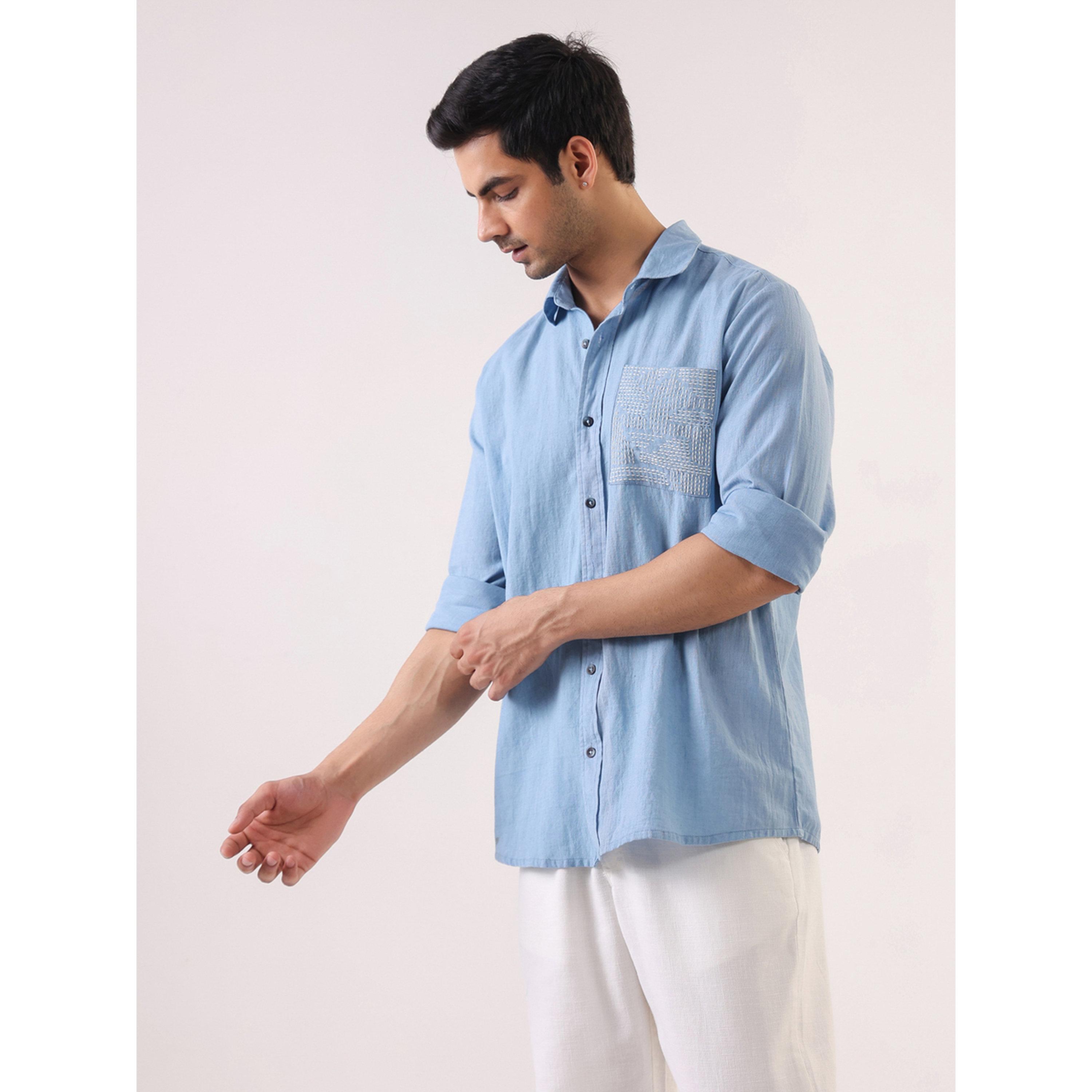 قميص قطن بقصة مريحة للرجال-men-clothing-shirts-image-4