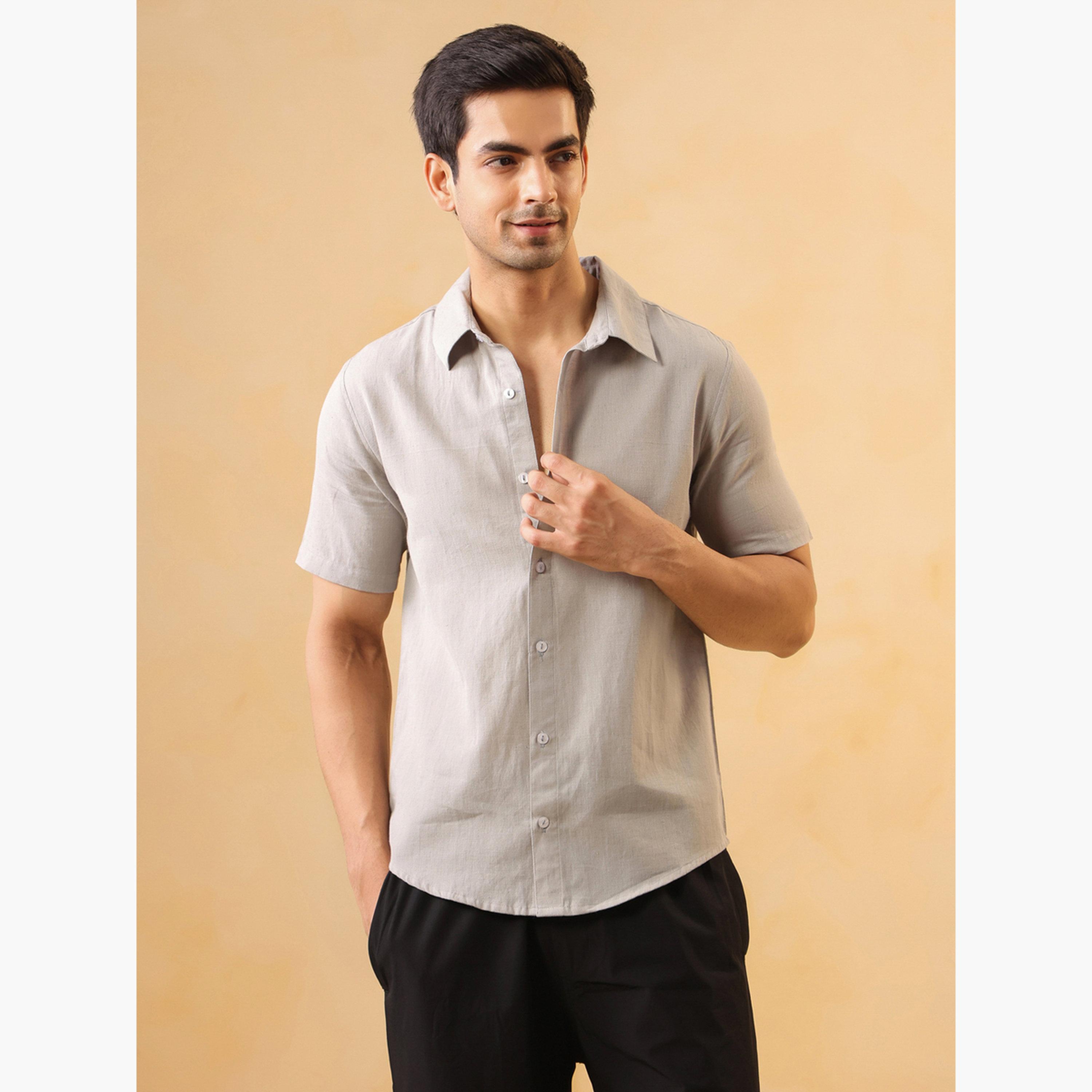 TRULOOM & X Styli Men Solid Regular Fit Cotton Shirt-men-clothing-shirts-image-1