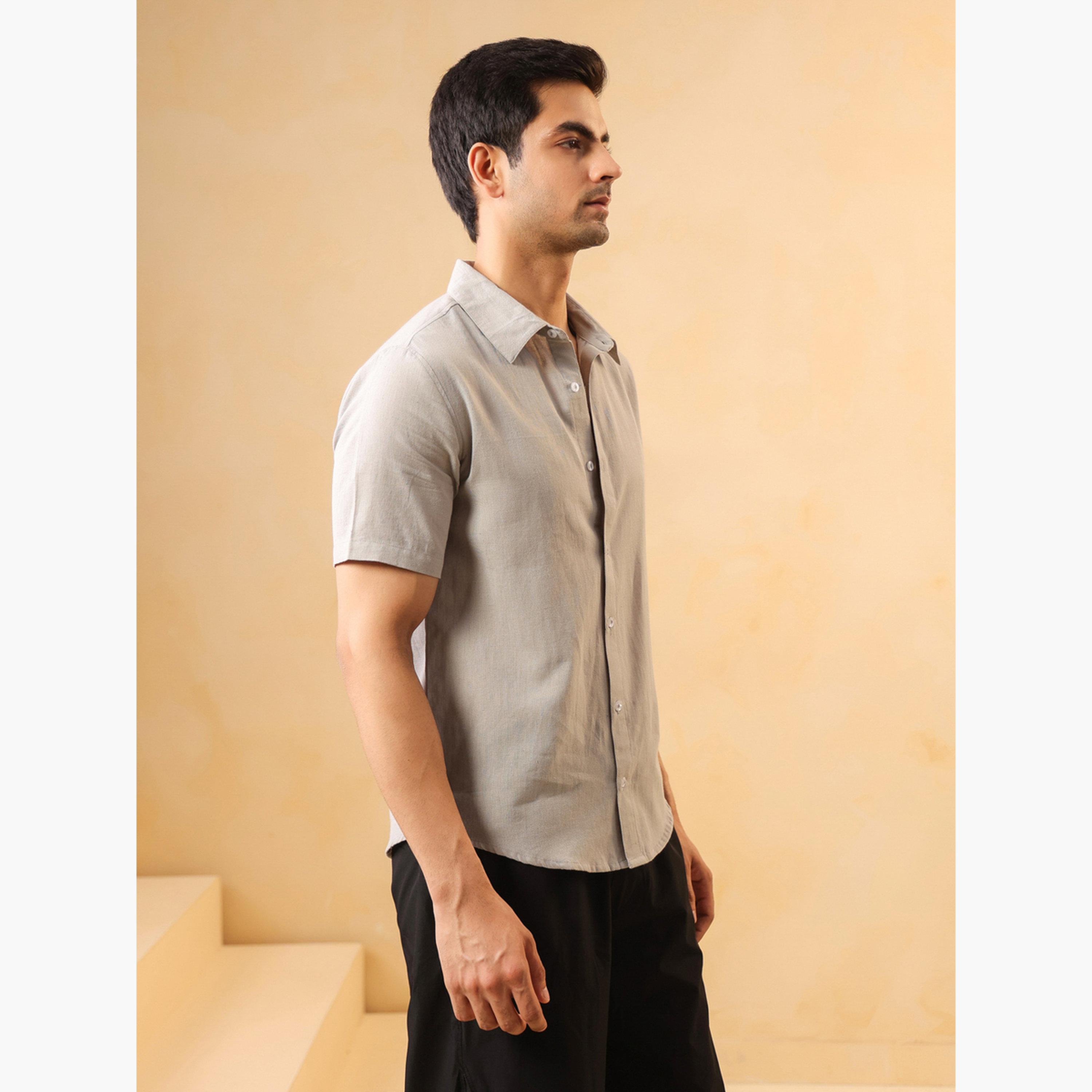 TRULOOM & X Styli Men Solid Regular Fit Cotton Shirt-men-clothing-shirts-image-2
