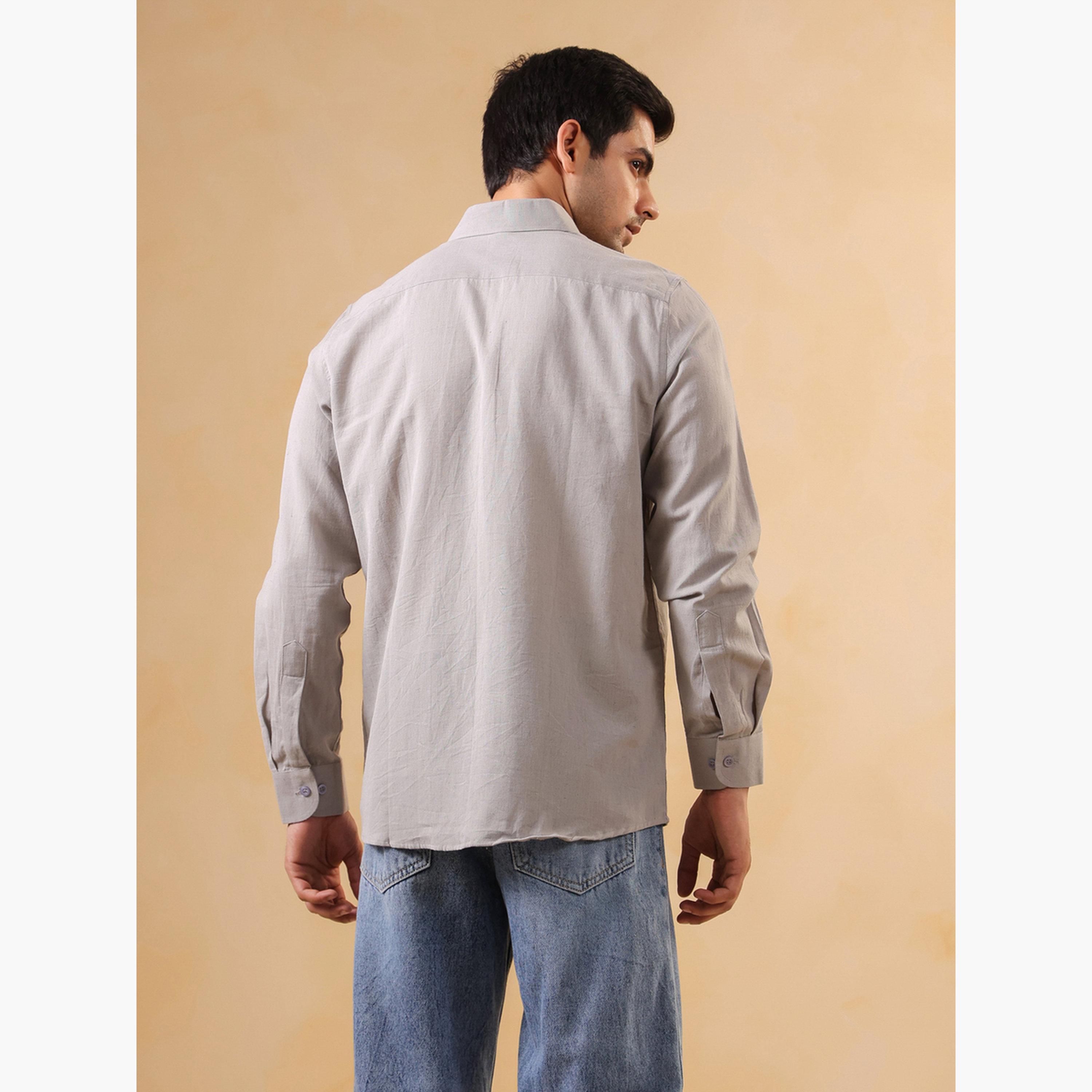 TRULOOM & X Styli Men Solid Relaxed Fit Cotton Shirt-men-clothing-shirts-image-3