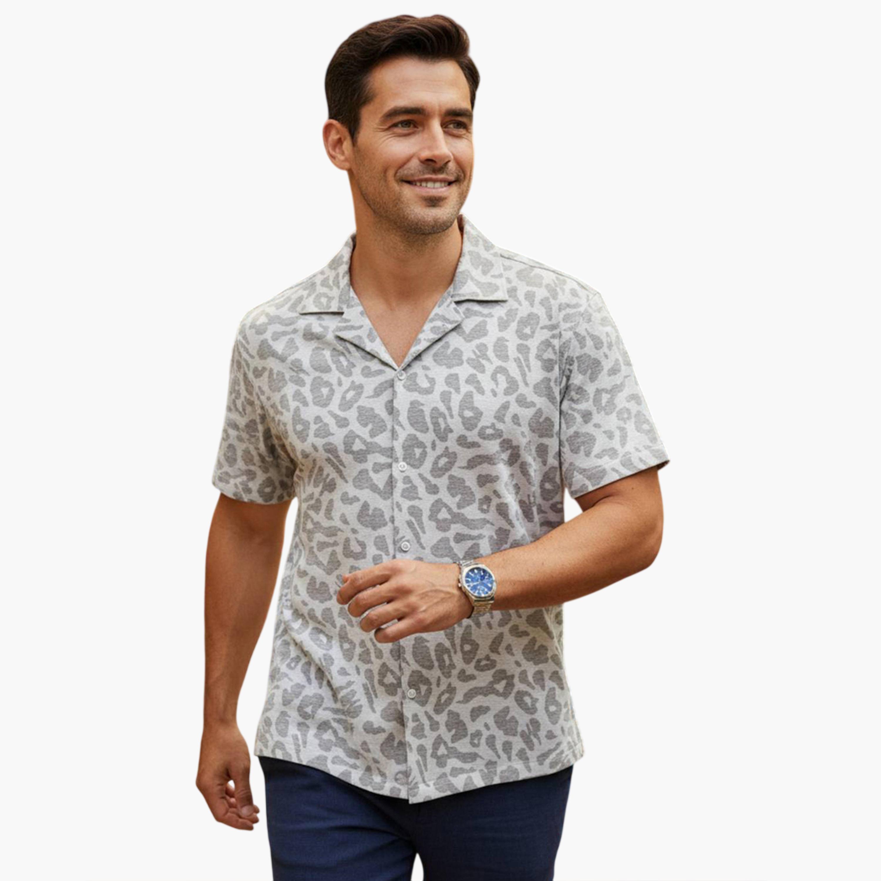 قميص بطبعة حيوانات وقصة مريحة للرجال-men-clothing-shirts-image-1