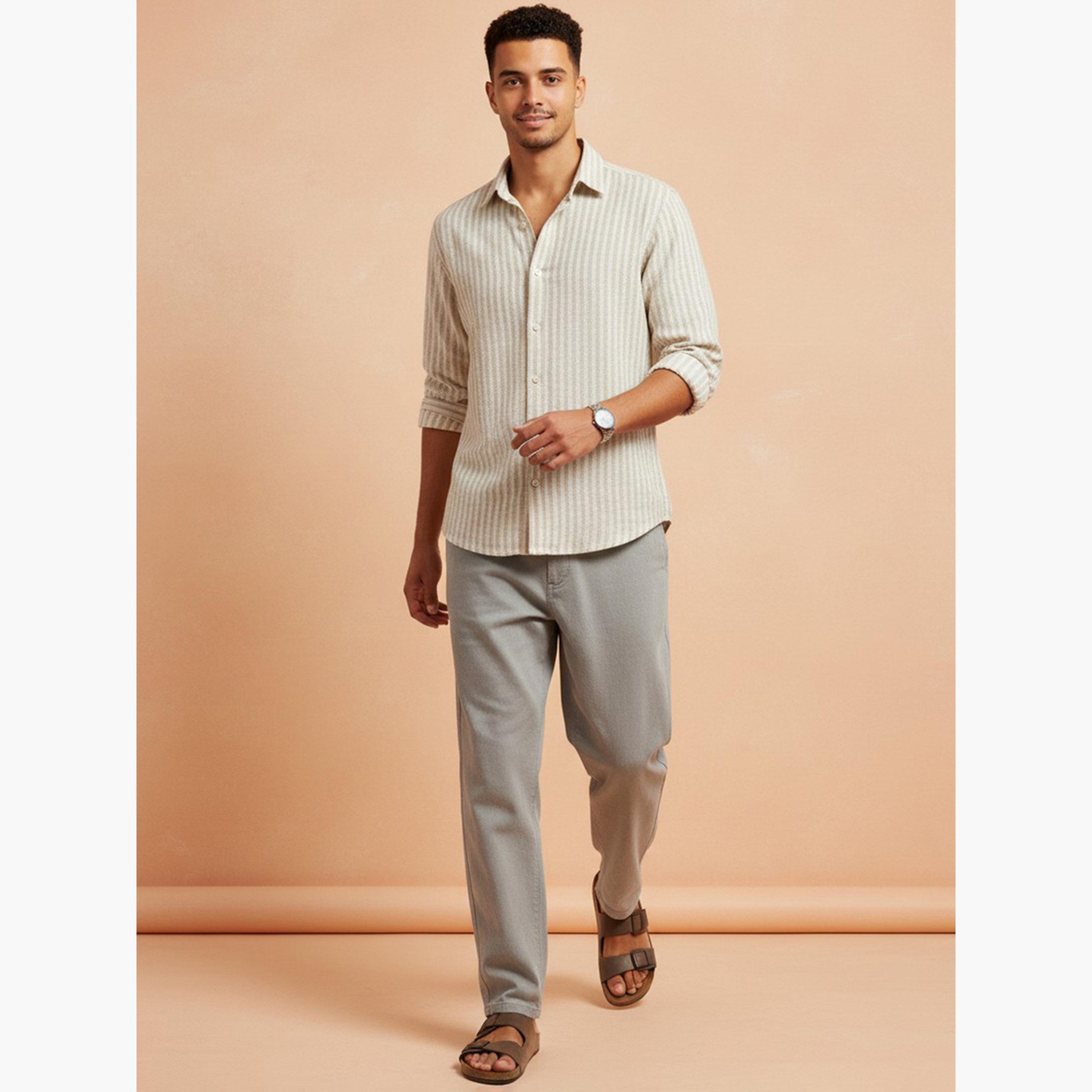 قميص مخطط بقصة عادية للرجال-men-clothing-shirts-image-2