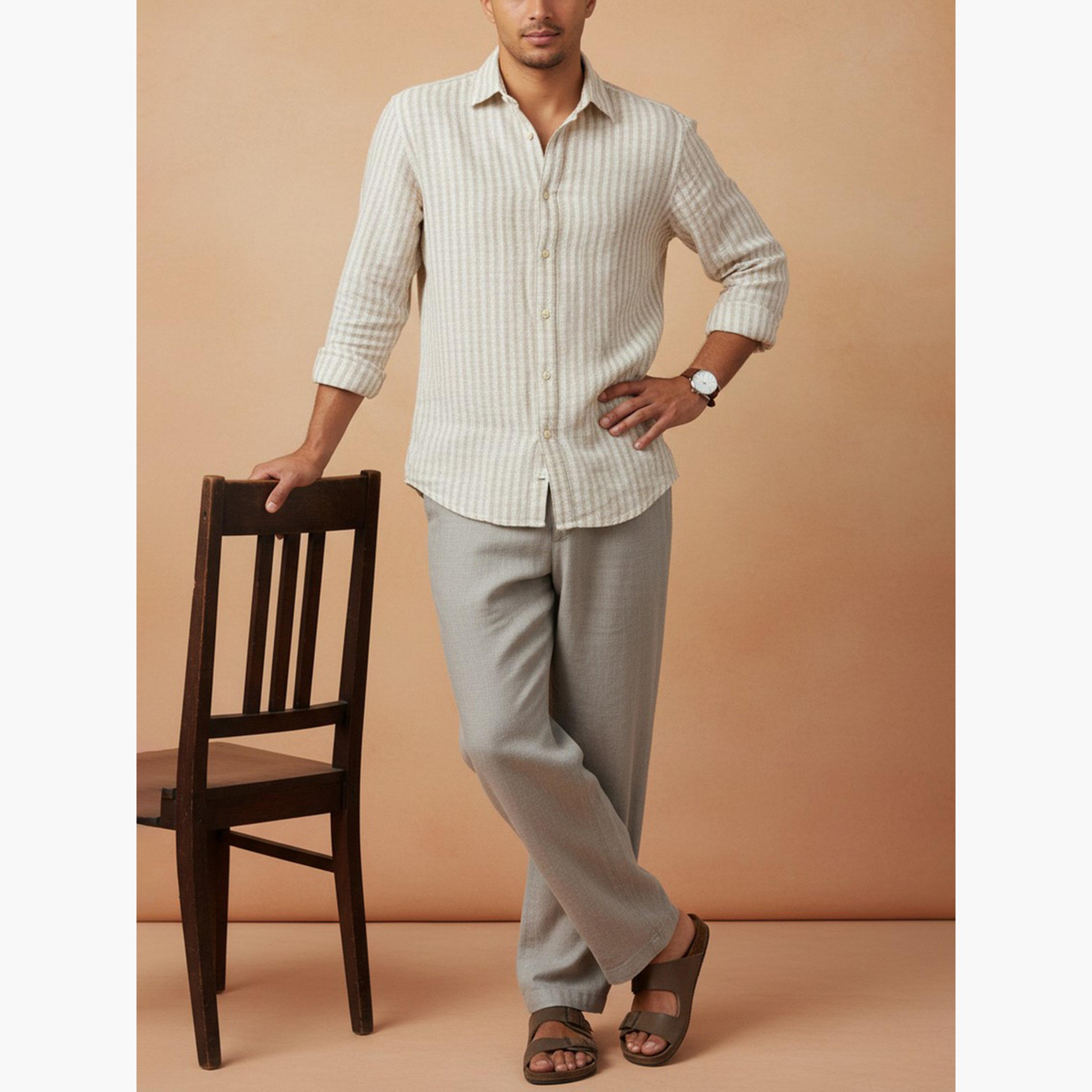 قميص مخطط بقصة عادية للرجال-men-clothing-shirts-image-4