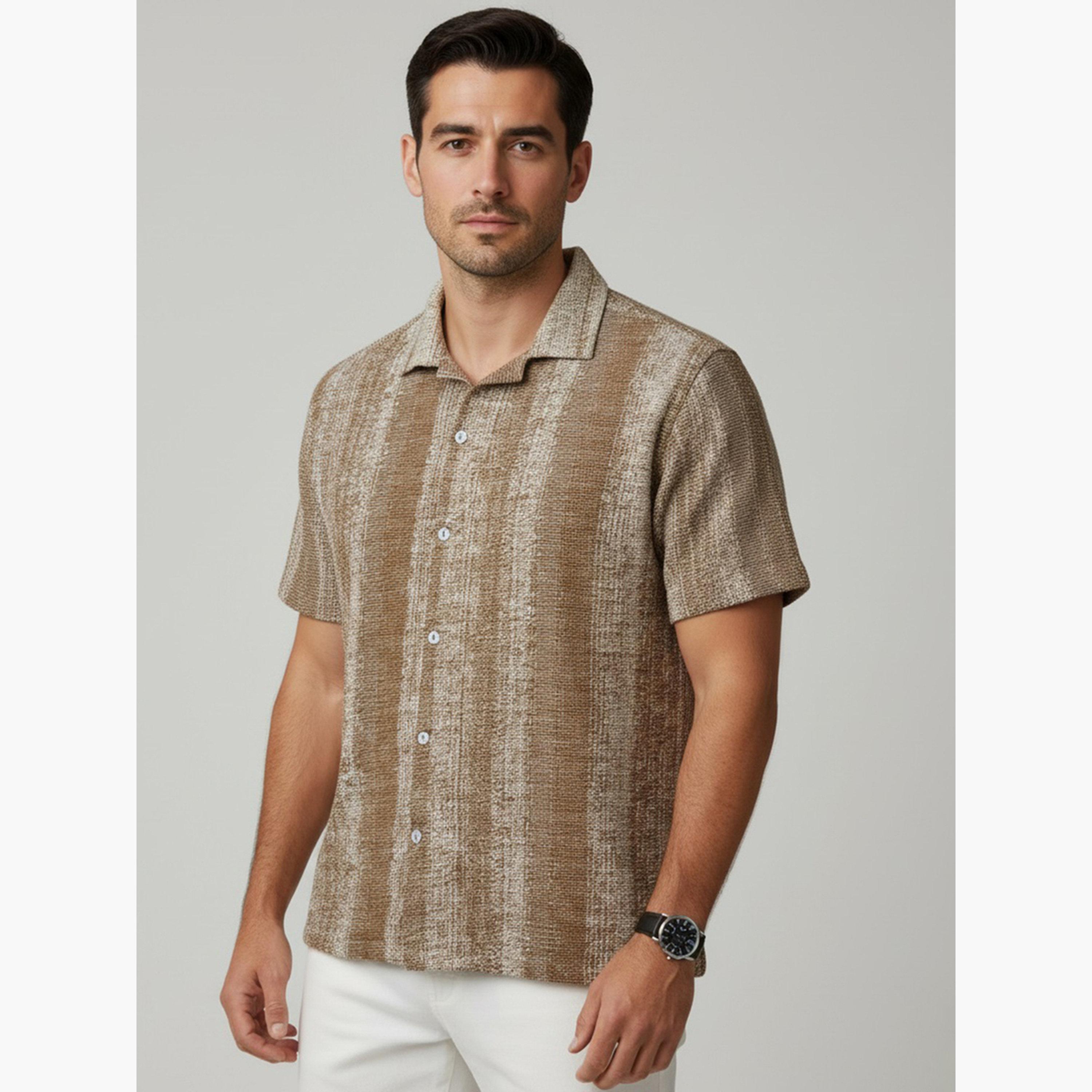 قميص قطن مخطط بقصة عادية للرجال-men-clothing-shirts-image-1