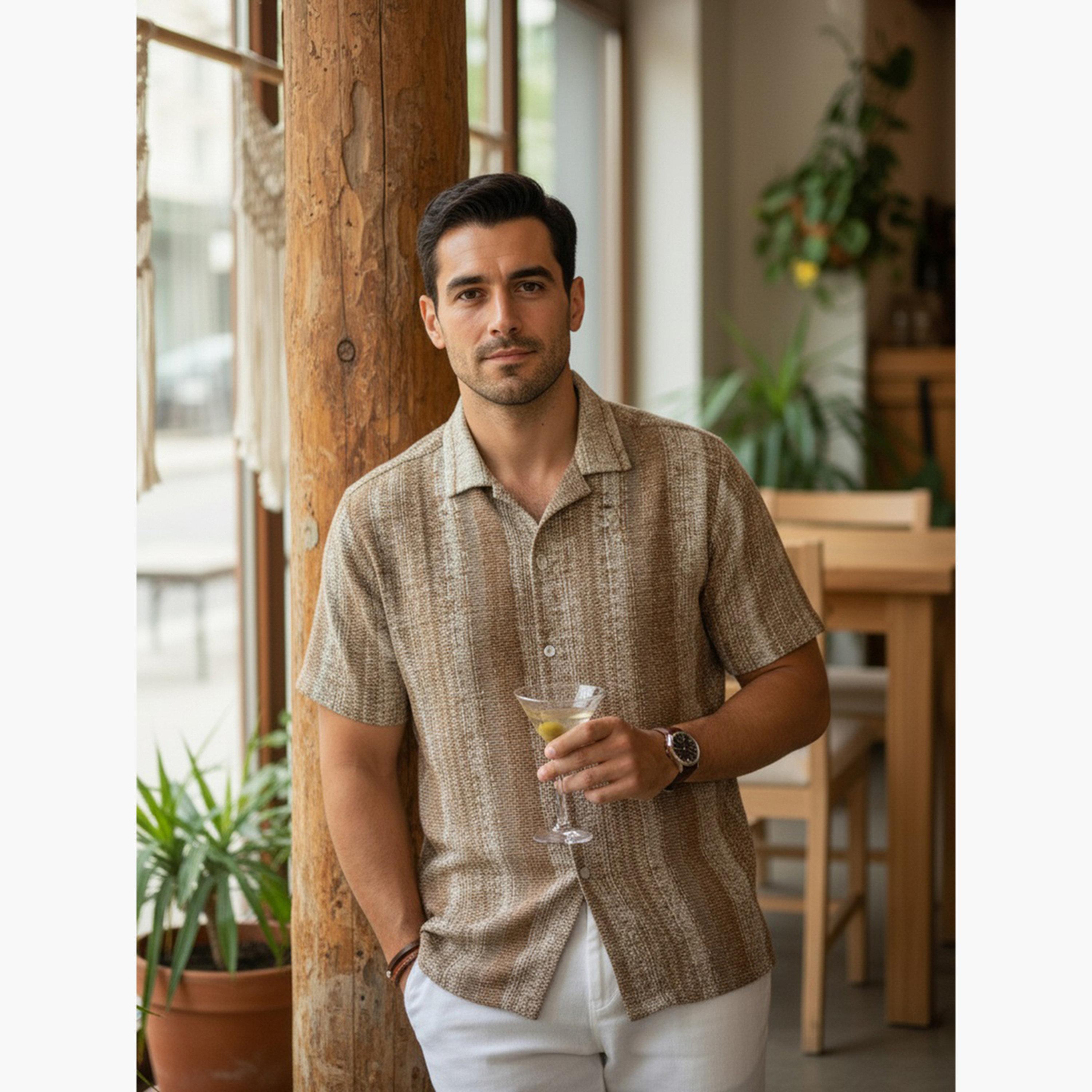 قميص قطن مخطط بقصة عادية للرجال-men-clothing-shirts-image-2