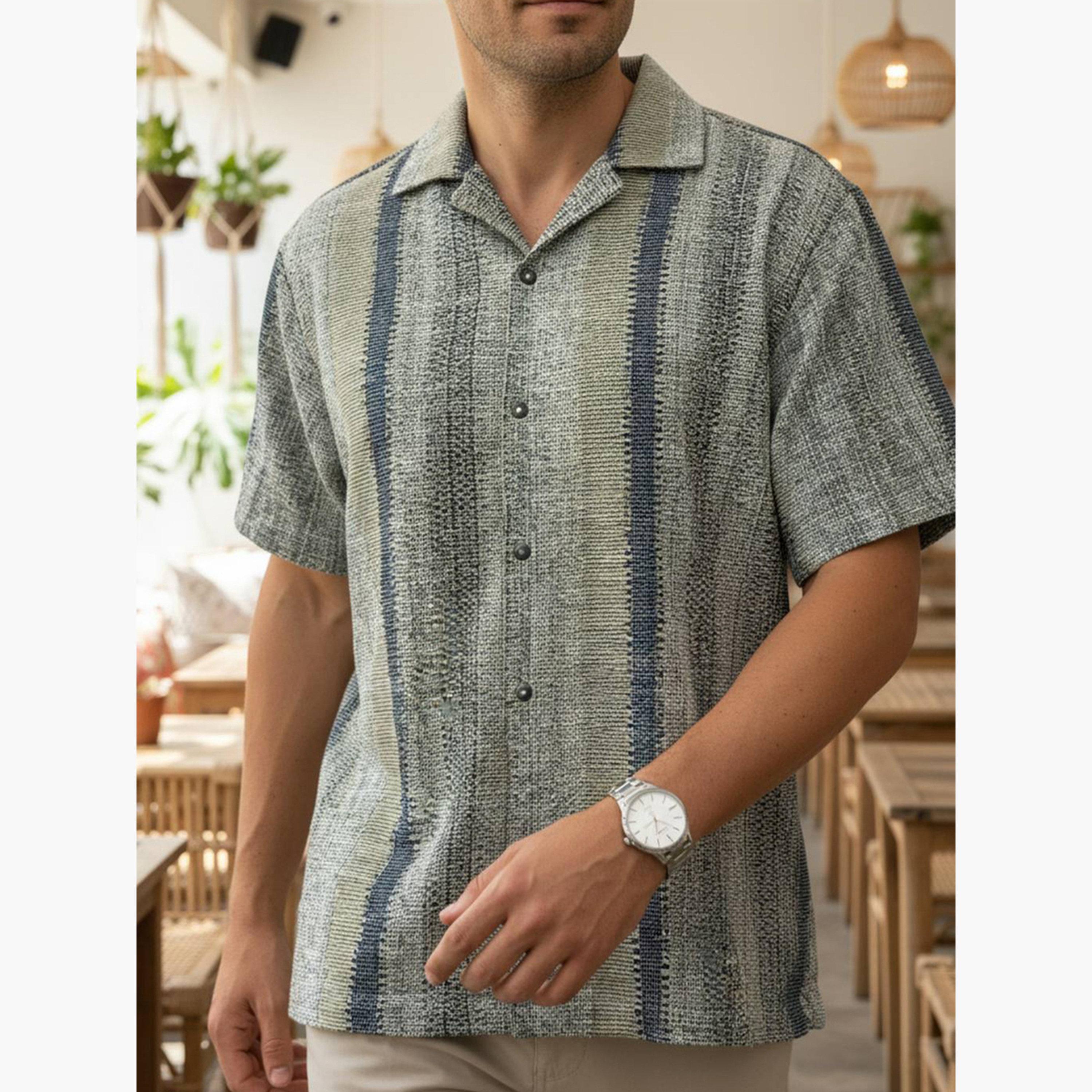 قميص قطن مخطط بقصة عادية للرجال-men-clothing-shirts-image-2