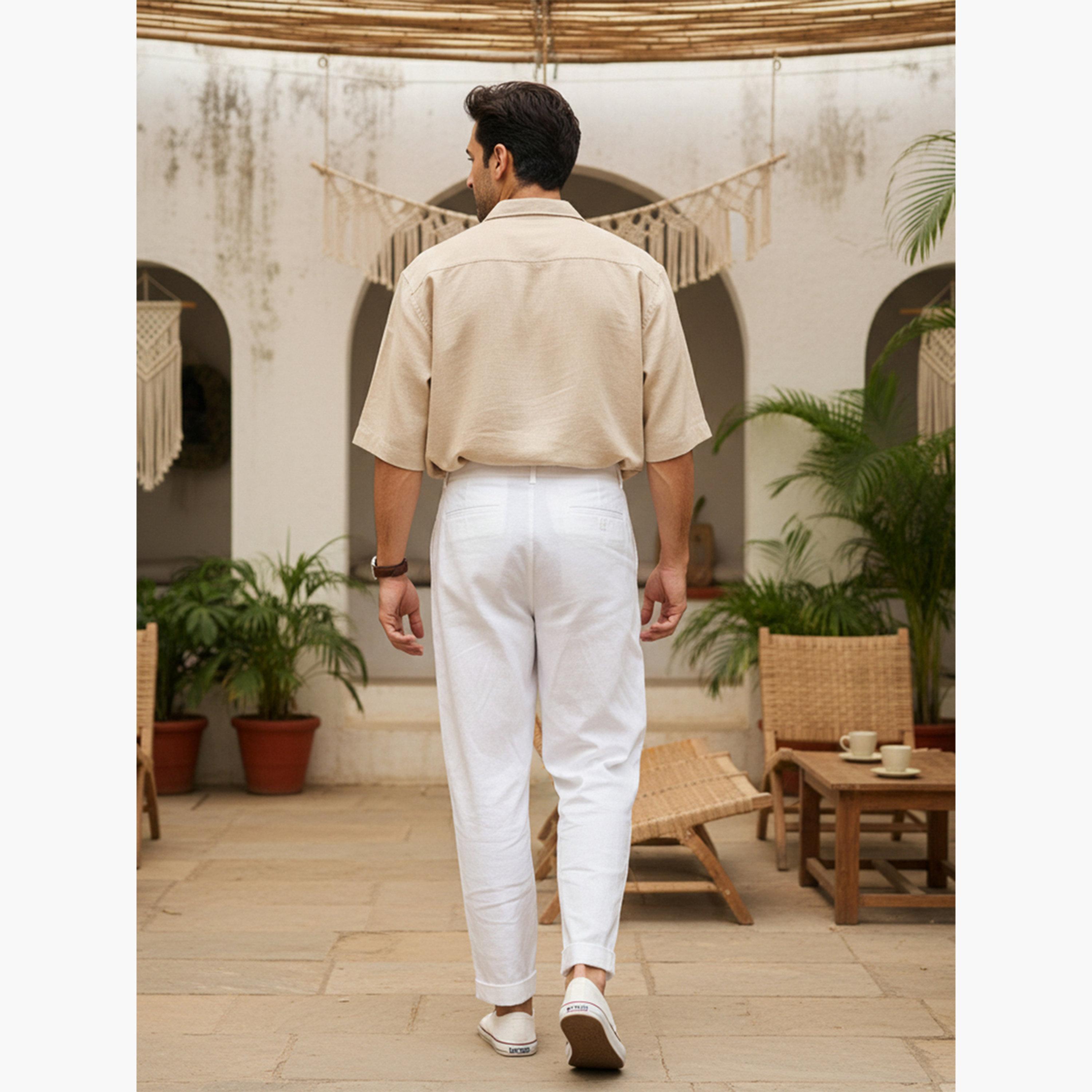 بنطال قطن بقصة عادية للرجال-men-clothing-bottoms-trousersandchinos-trousers-image-3
