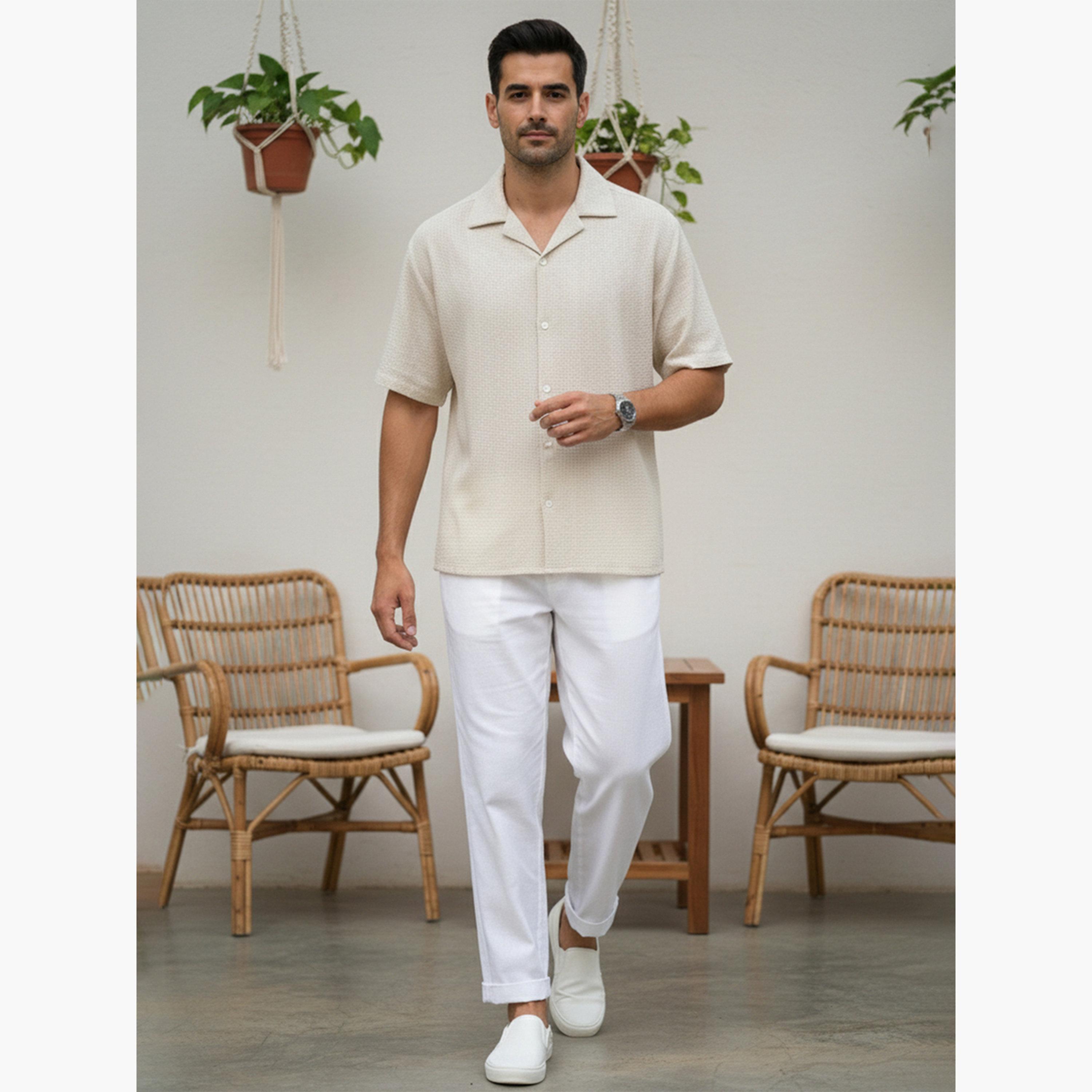 بنطال قطن بقصة عادية للرجال-men-clothing-bottoms-trousersandchinos-trousers-image-5