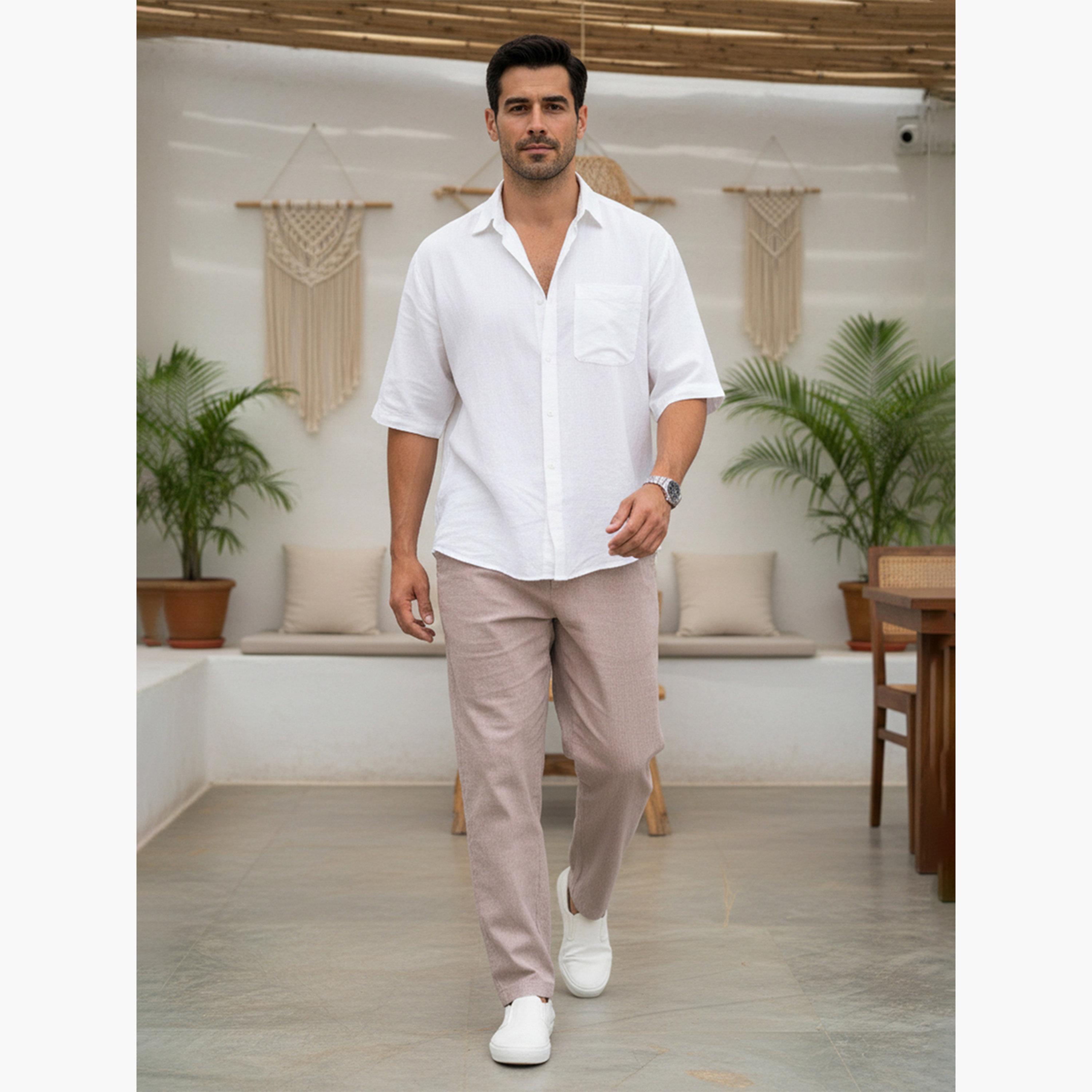 TRULOOM & X Styli Men Lilac Regular Fit Cotton Flex Trousers-men-clothing-bottoms-trousersandchinos-trousers-image-2