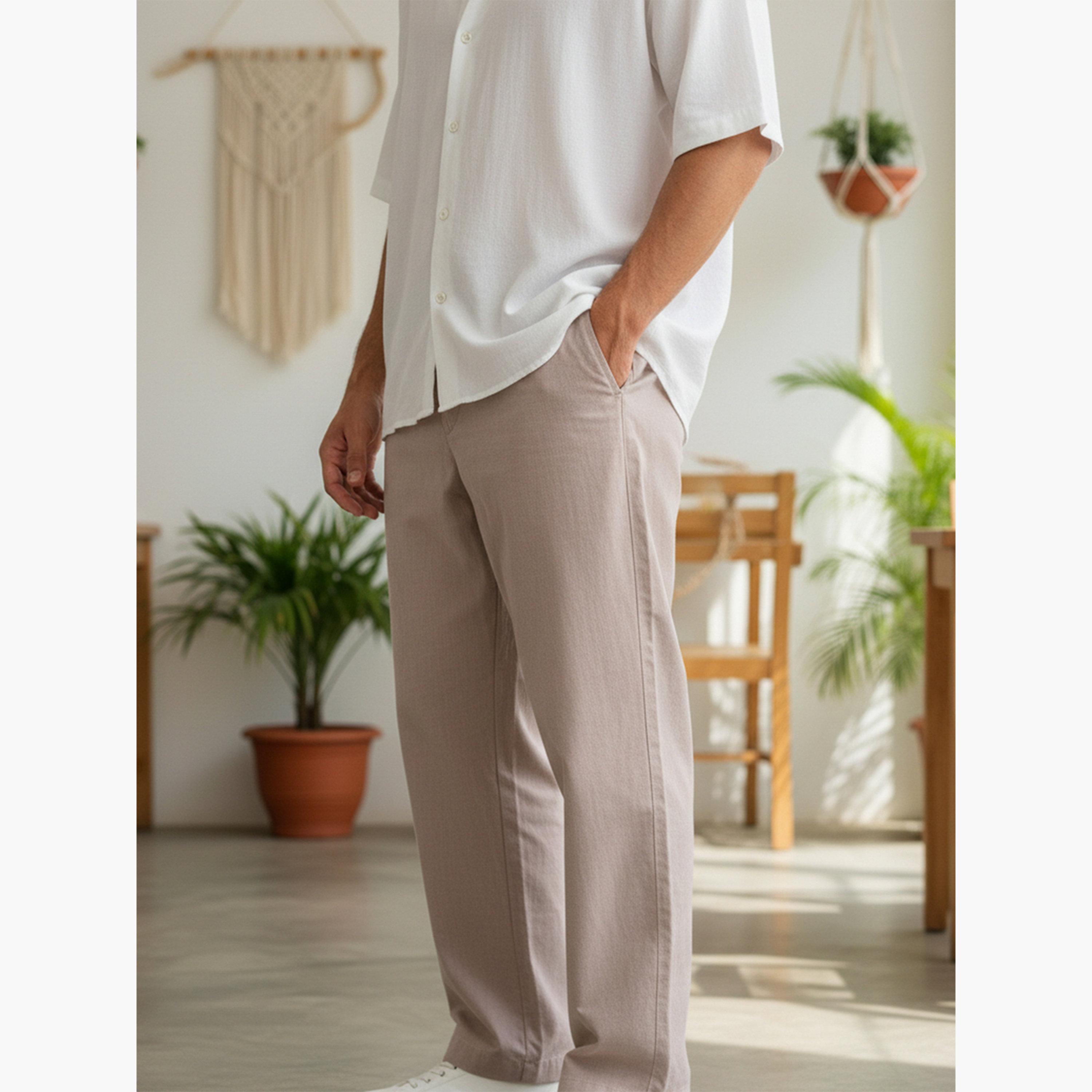 TRULOOM & X Styli Men Lilac Regular Fit Cotton Flex Trousers-men-clothing-bottoms-trousersandchinos-trousers-image-4