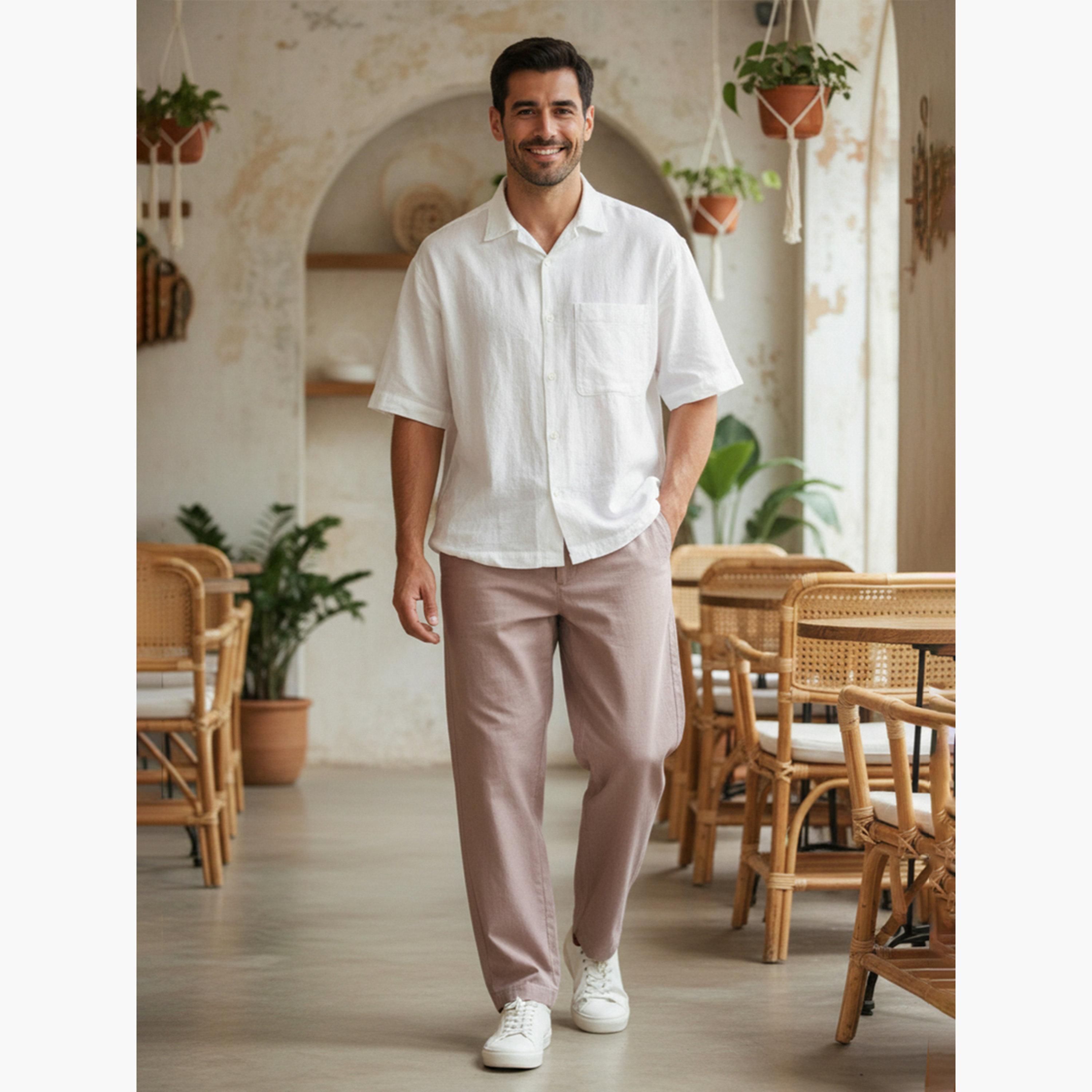 TRULOOM & X Styli Men Lilac Regular Fit Cotton Flex Trousers-men-clothing-bottoms-trousersandchinos-trousers-image-5