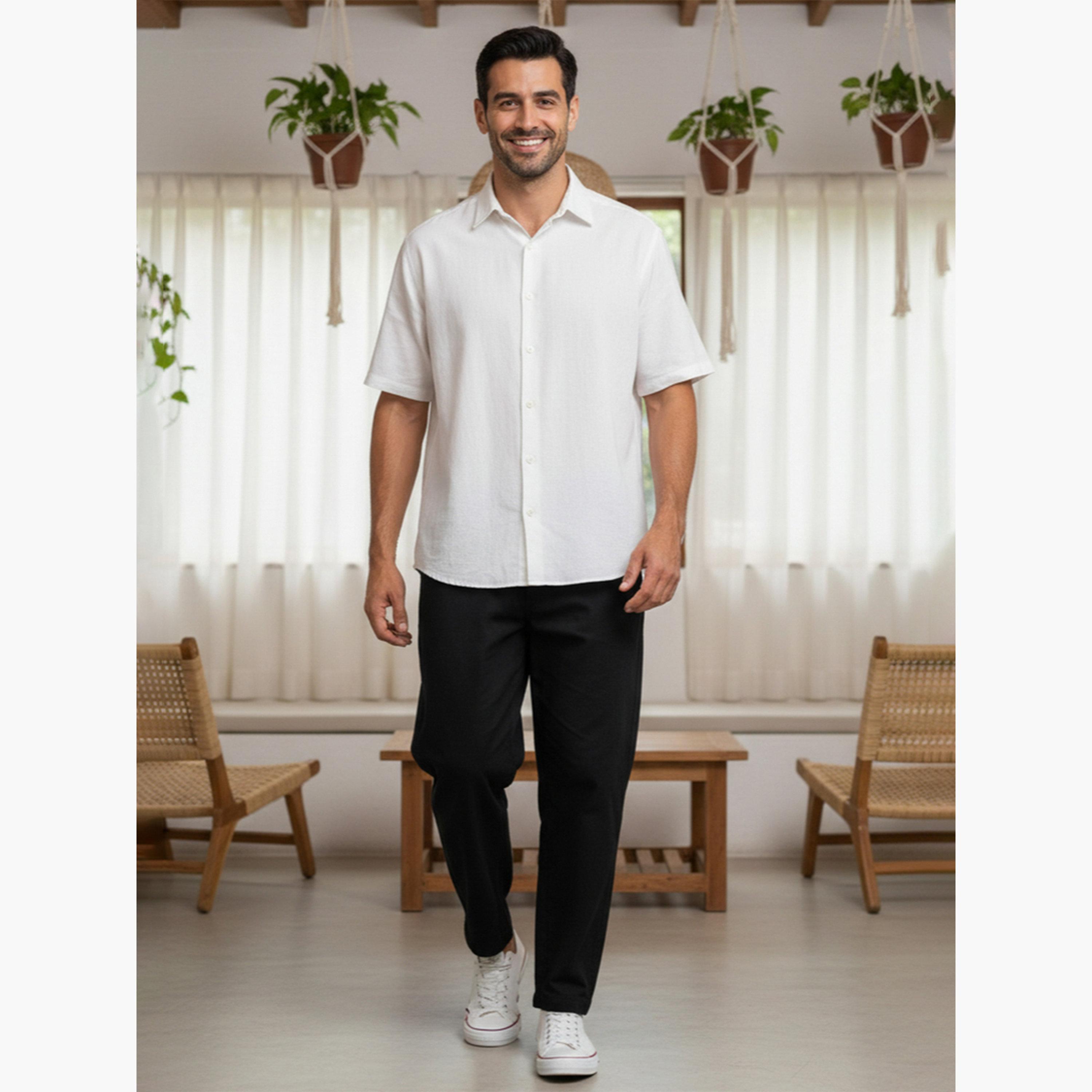 بنطال قطن بقصة عادية للرجال-men-clothing-bottoms-trousersandchinos-trousers-image-5