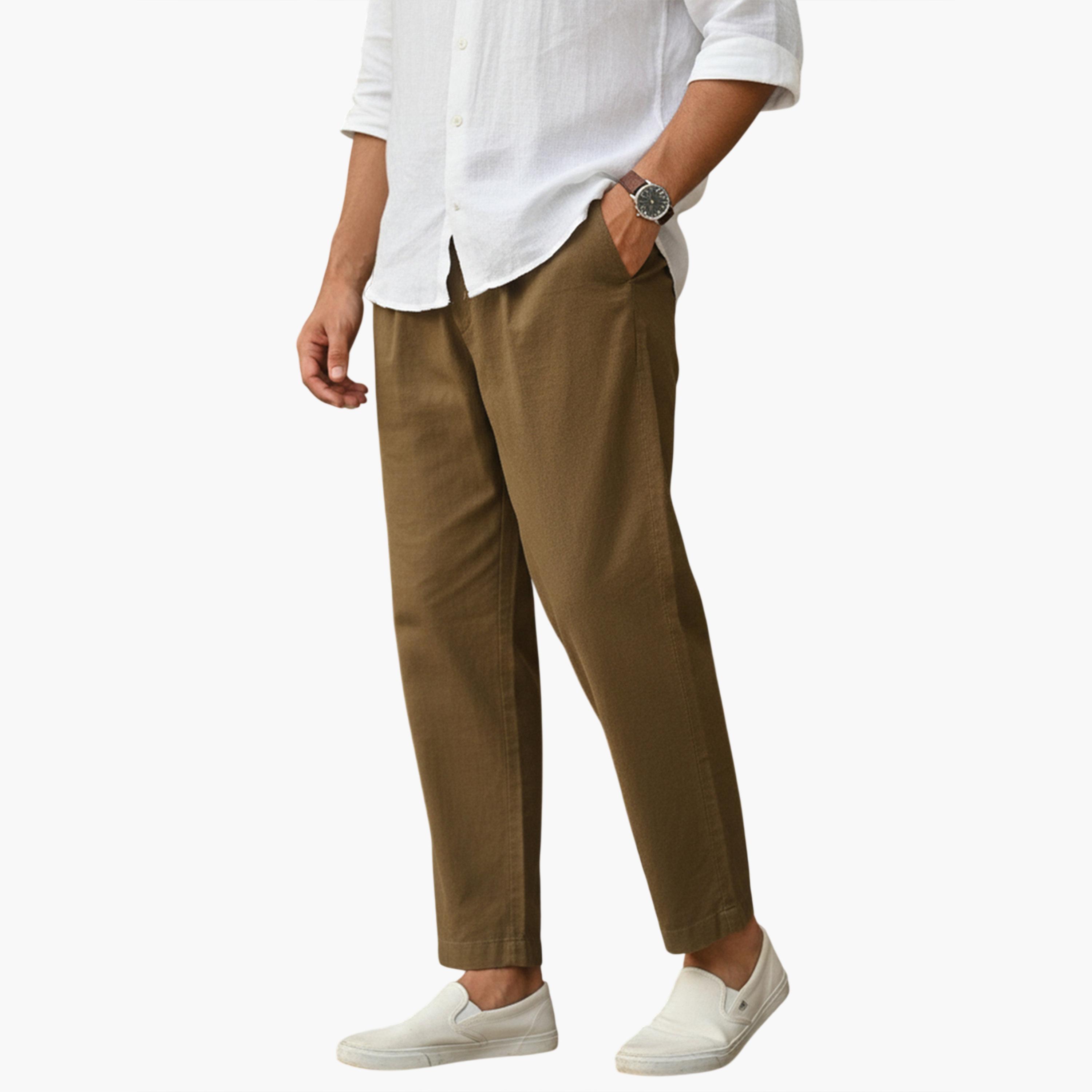 TRULOOM & X Styli Men Olive Regular Fit Cotton Flex Trousers-men-clothing-bottoms-trousersandchinos-trousers-image-1
