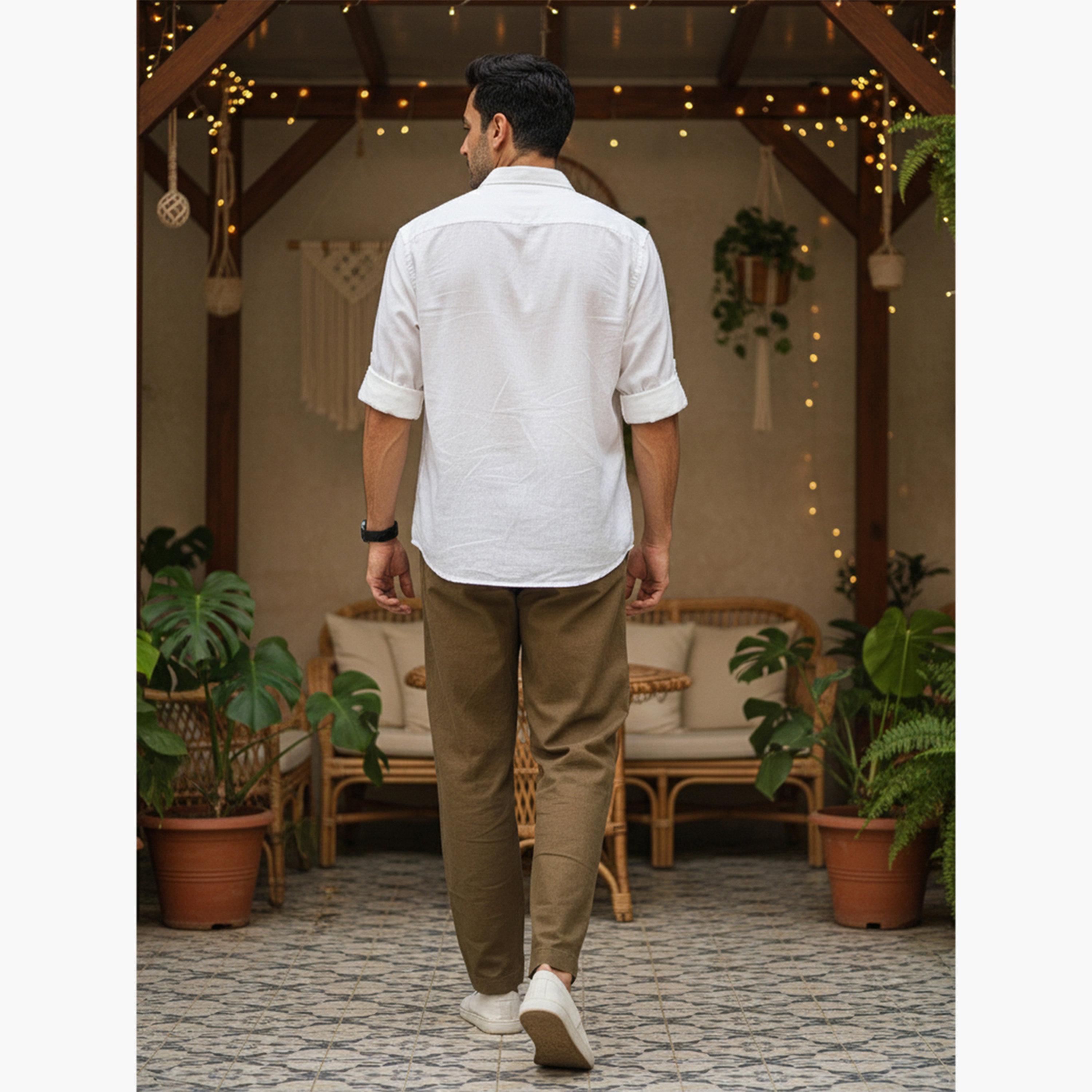 TRULOOM & X Styli Men Olive Regular Fit Cotton Flex Trousers-men-clothing-bottoms-trousersandchinos-trousers-image-3