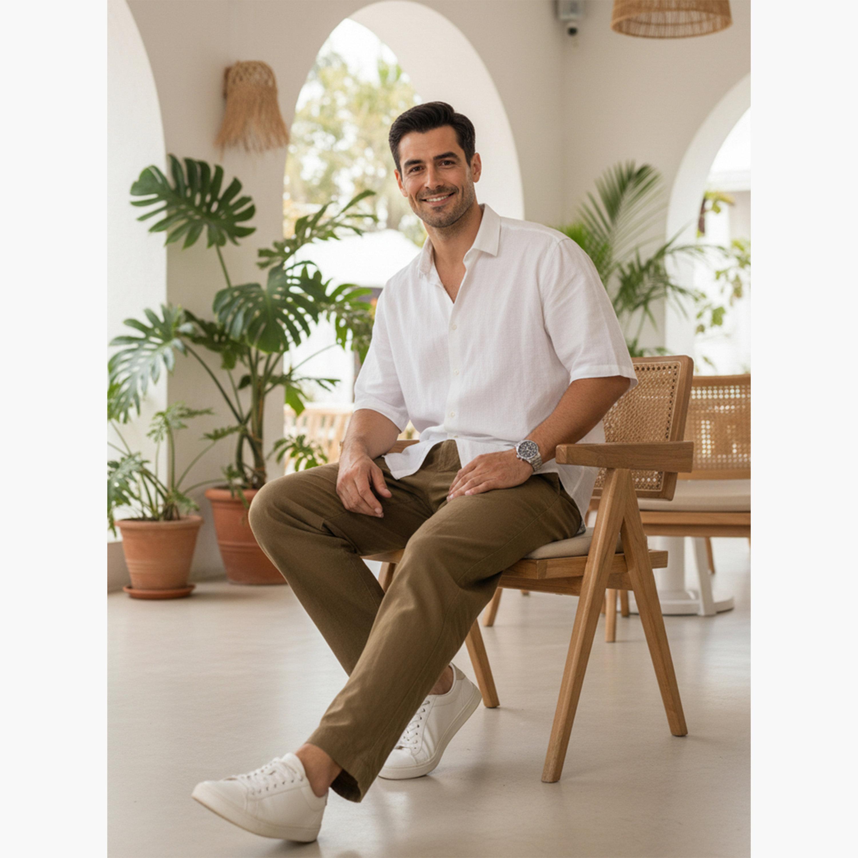 TRULOOM & X Styli Men Olive Regular Fit Cotton Flex Trousers-men-clothing-bottoms-trousersandchinos-trousers-image-6