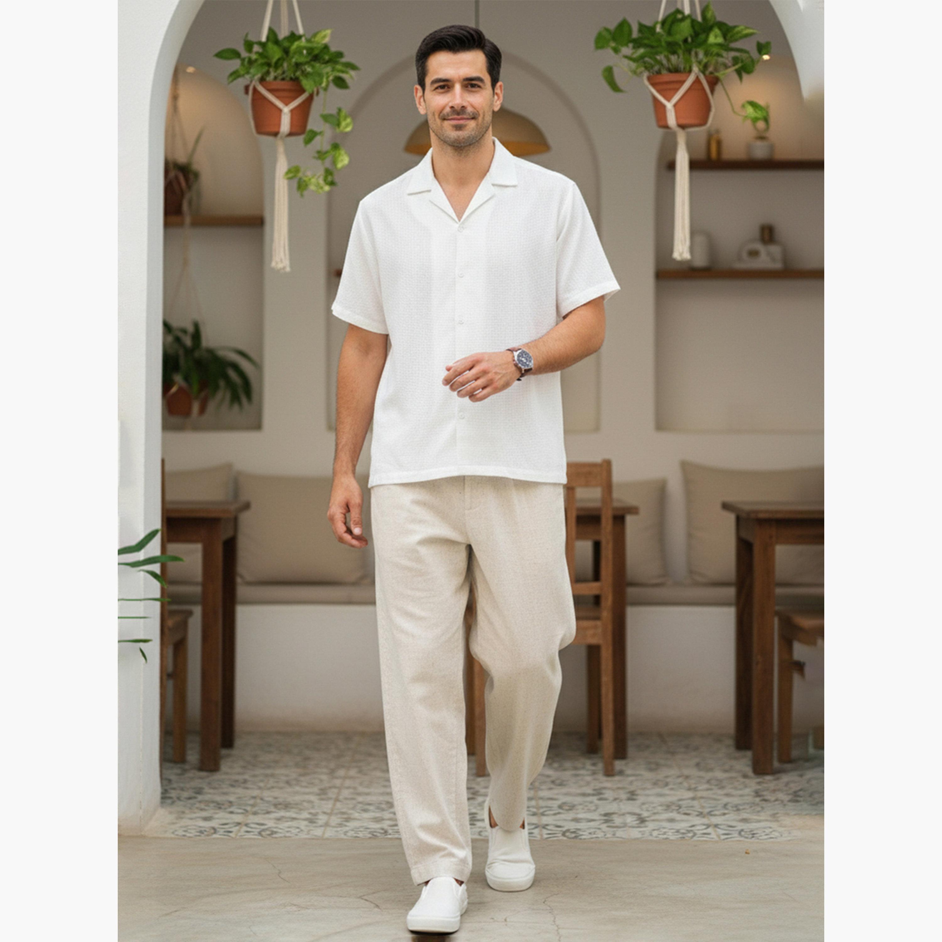 بنطال قطن بقصة عادية للرجال-men-clothing-bottoms-trousersandchinos-trousers-image-5