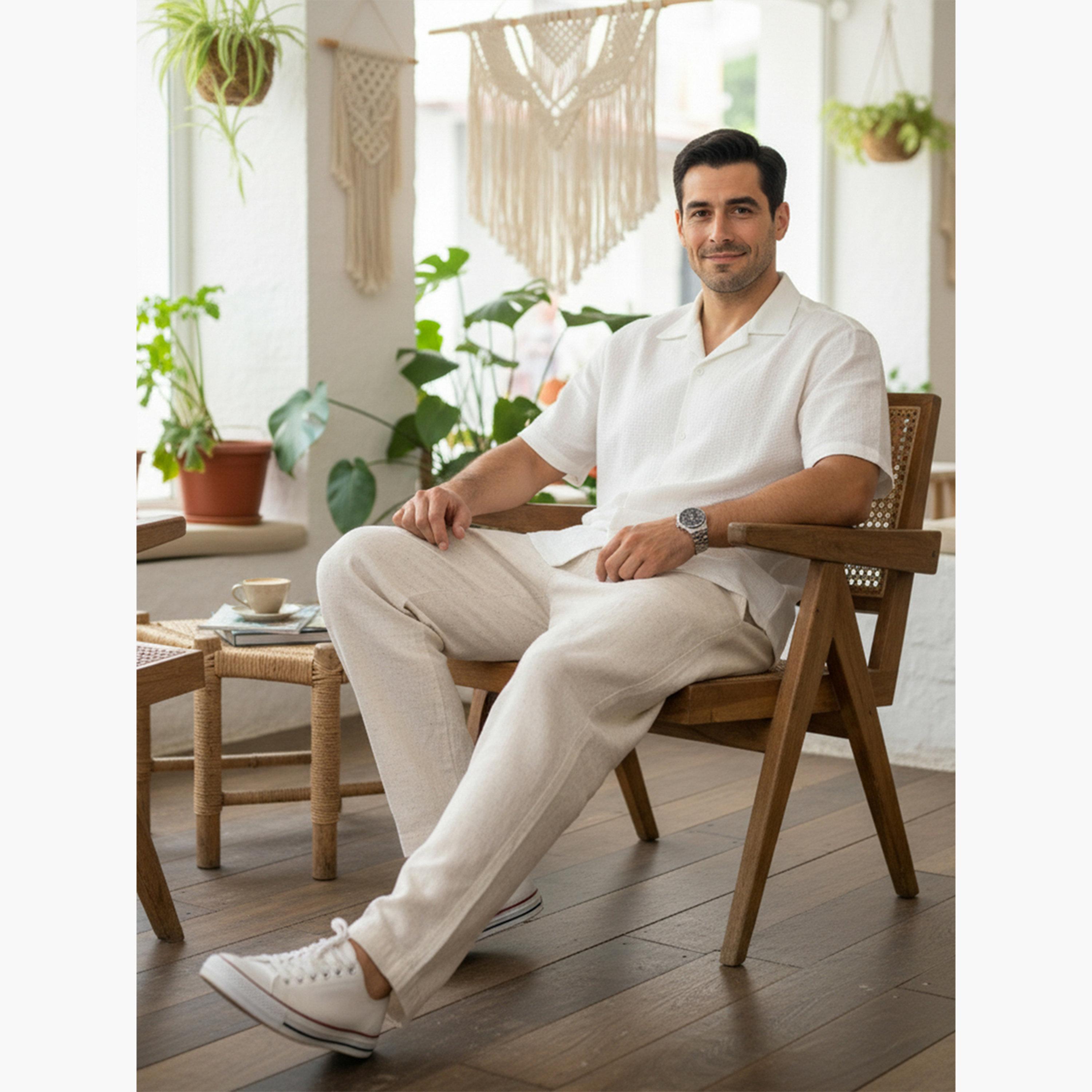 TRULOOM & X Styli Men Cream Regular Fit Cotton Flex Trousers-men-clothing-bottoms-trousersandchinos-trousers-image-6