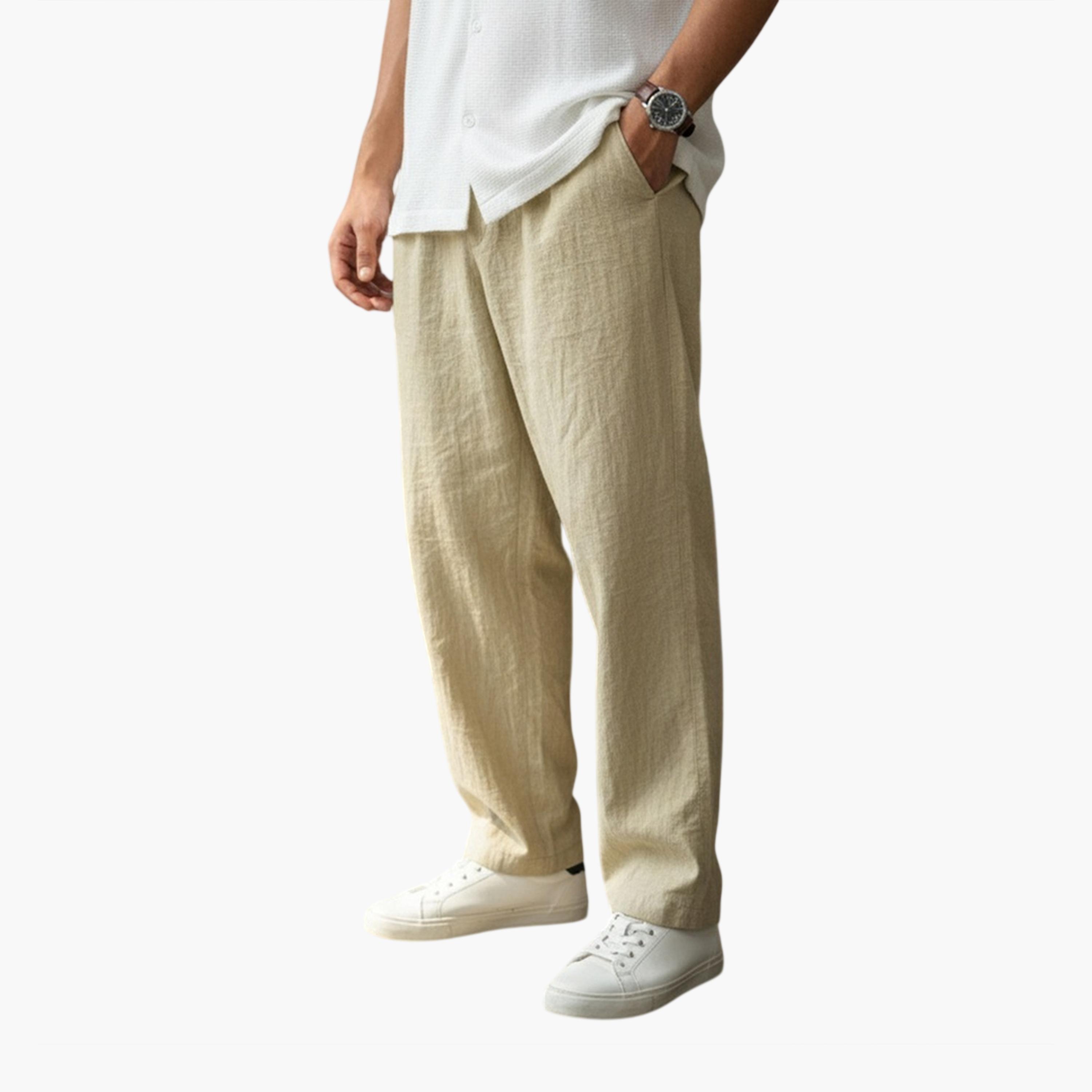 TRULOOM & X Styli Men Beige Regular Fit Cotton Flex Trousers-men-clothing-bottoms-trousersandchinos-trousers-image-1