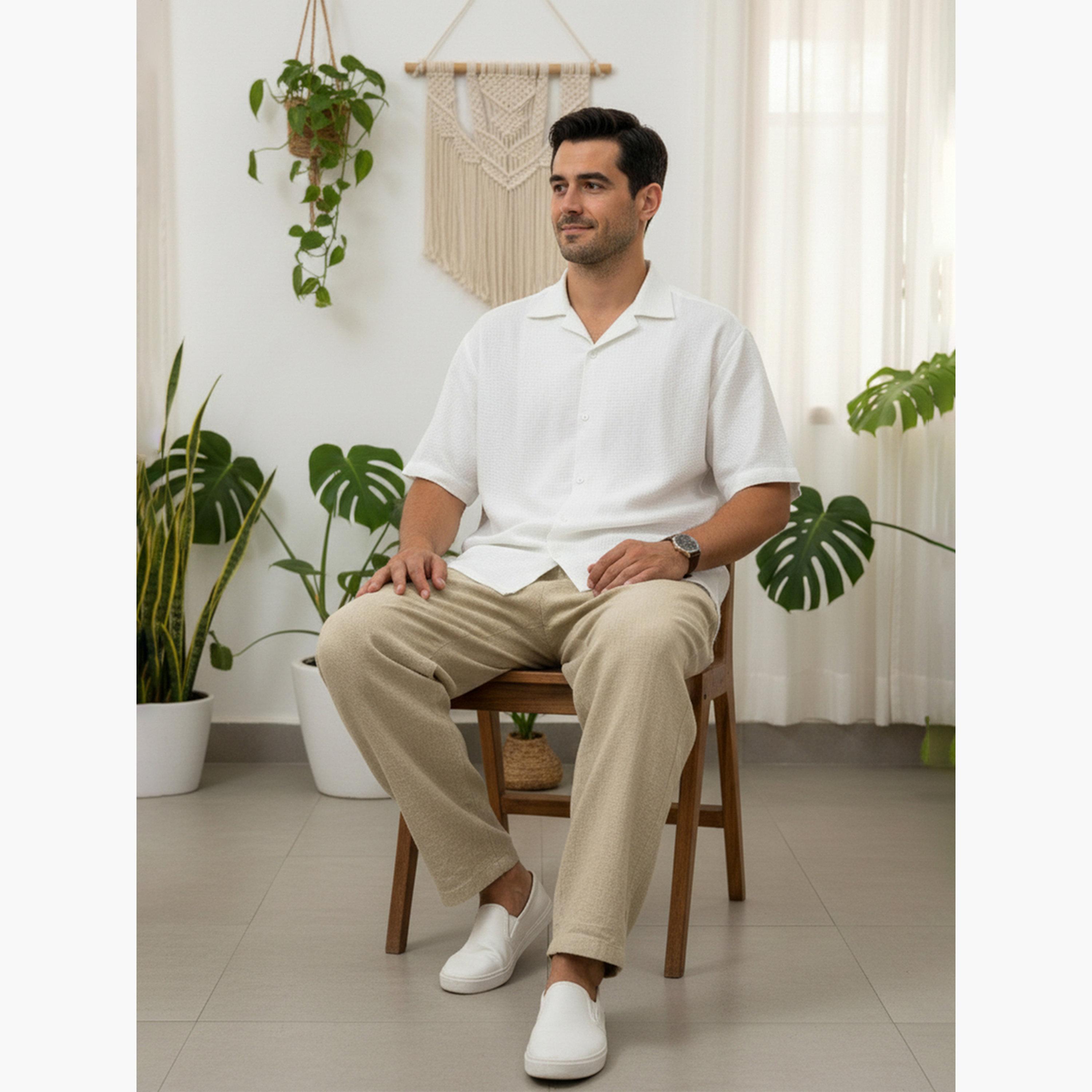 بنطال قطن بقصة عادية للرجال-men-clothing-bottoms-trousersandchinos-trousers-image-6
