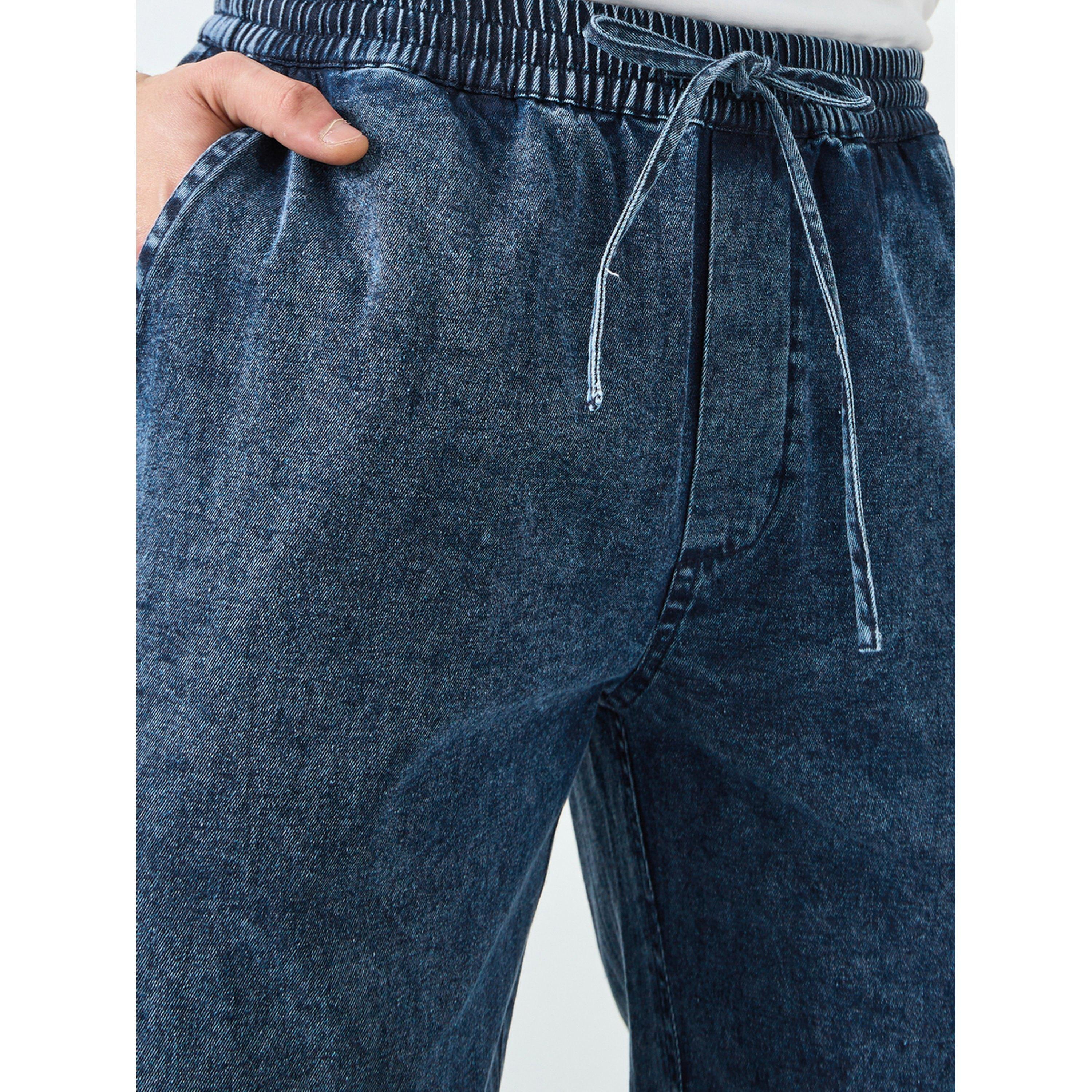 Styli Men Washed Chambray Trousers with Cut and Sew Detail-men-clothing-bottoms-joggers-image-4