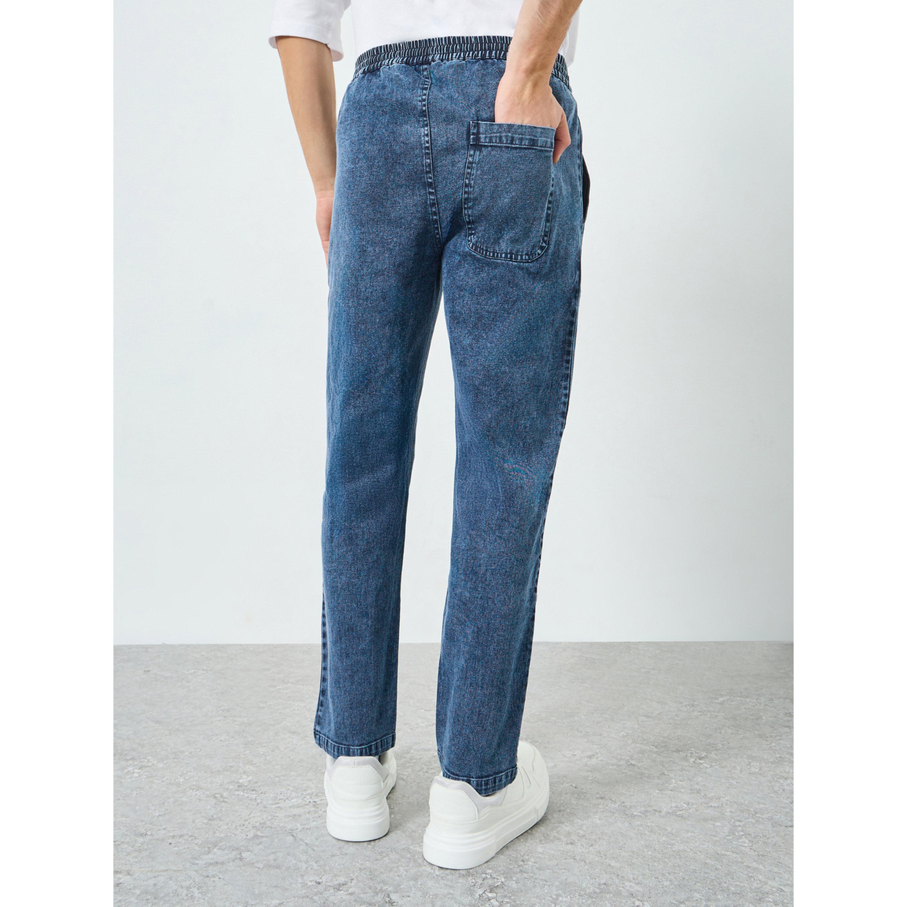 Styli Men Washed Chambray Trousers with Cut and Sew Detail-men-clothing-bottoms-joggers-image-5