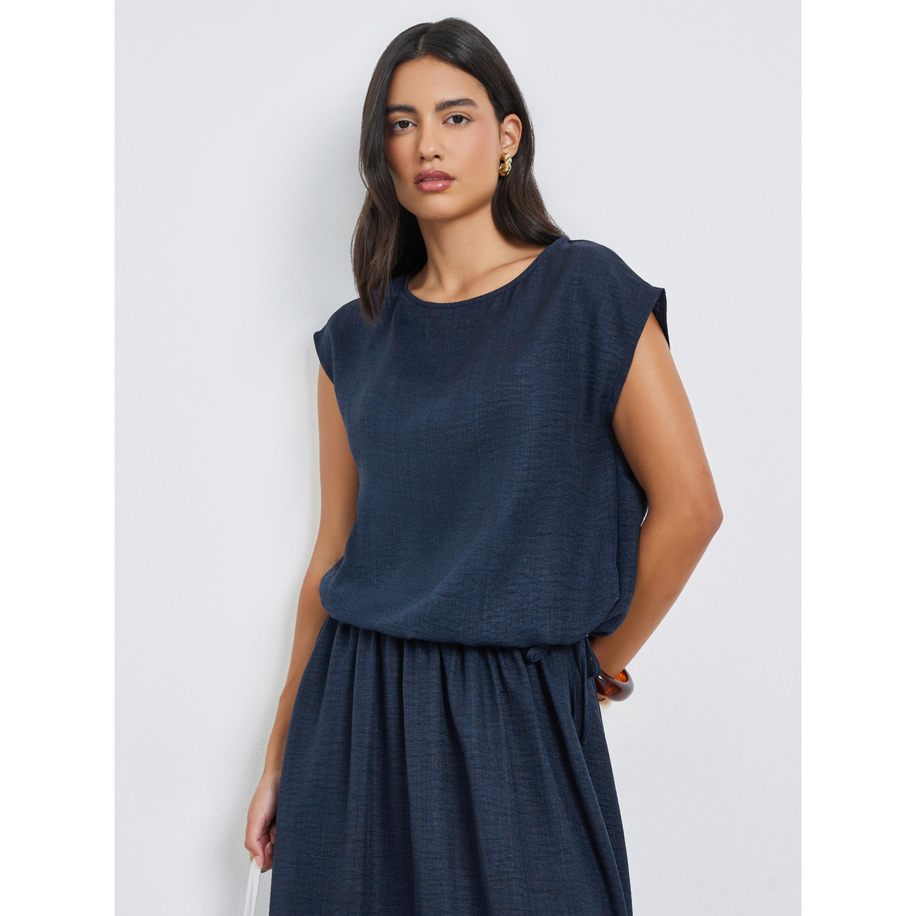 بلوزة بأكمام قصيرة وبرباط-women-clothing-shirtsandblouses-blouses-image-1