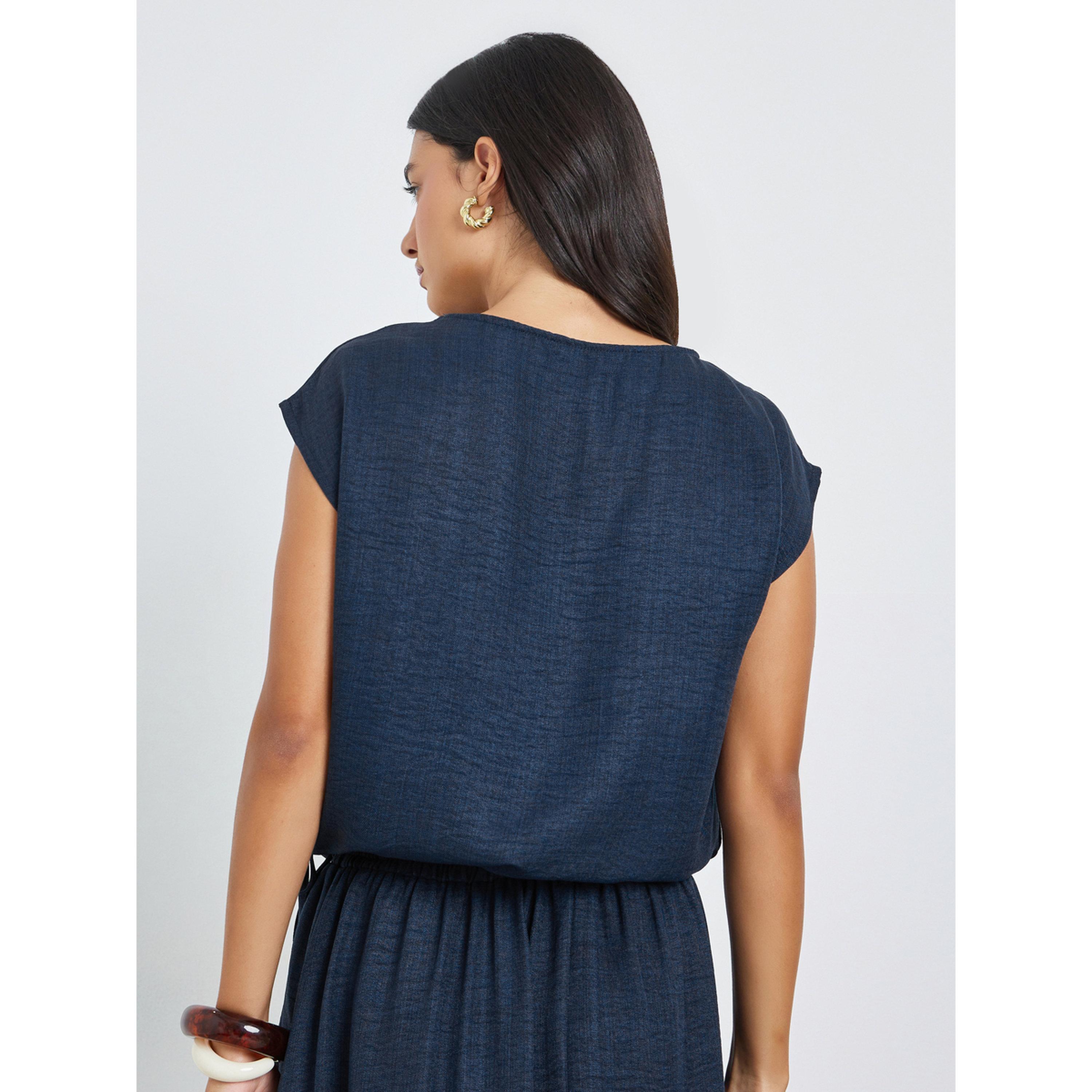 بلوزة بأكمام قصيرة وبرباط-women-clothing-shirtsandblouses-blouses-image-3