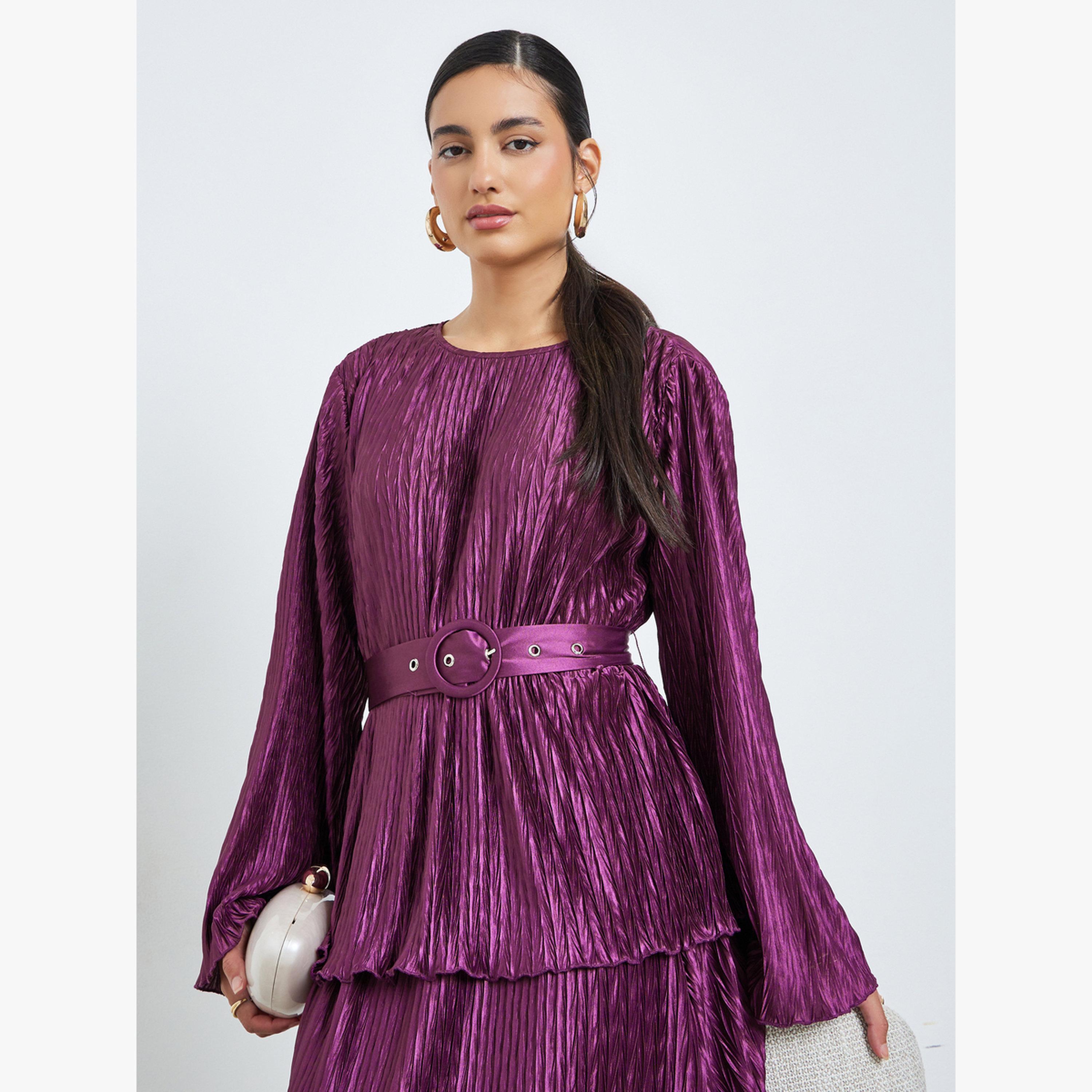 بلوزة بليسيه مع حزام-women-clothing-shirtsandblouses-blouses-image-1