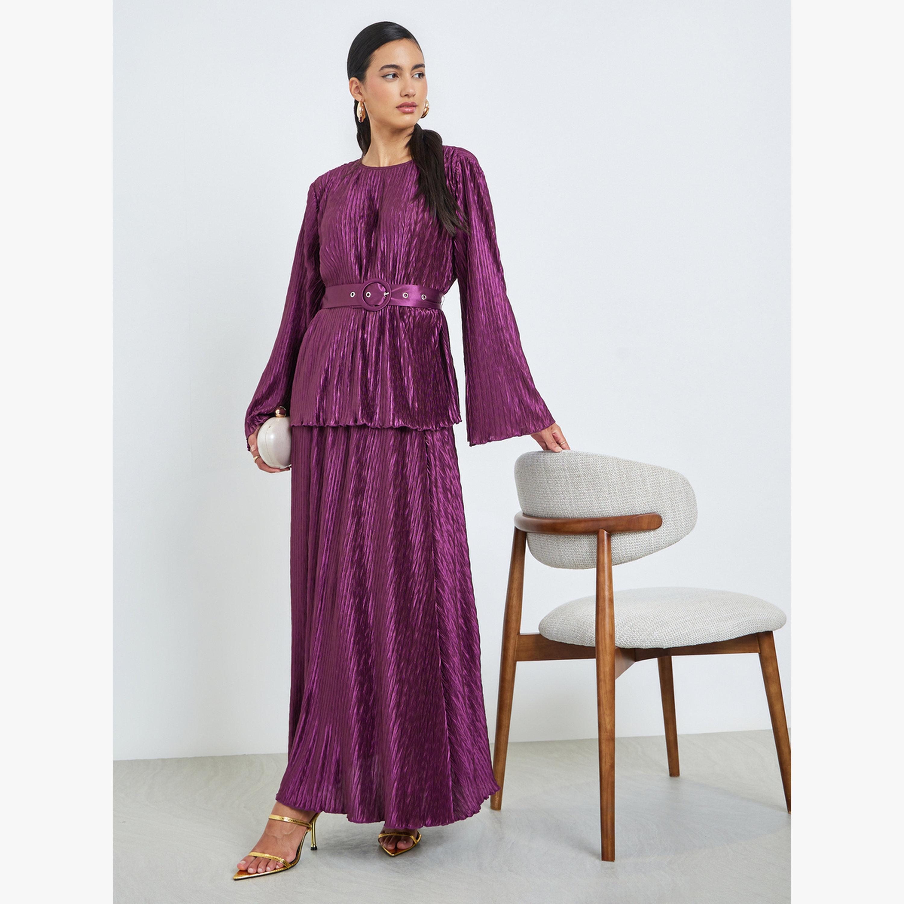 بلوزة بليسيه مع حزام-women-clothing-shirtsandblouses-blouses-image-2