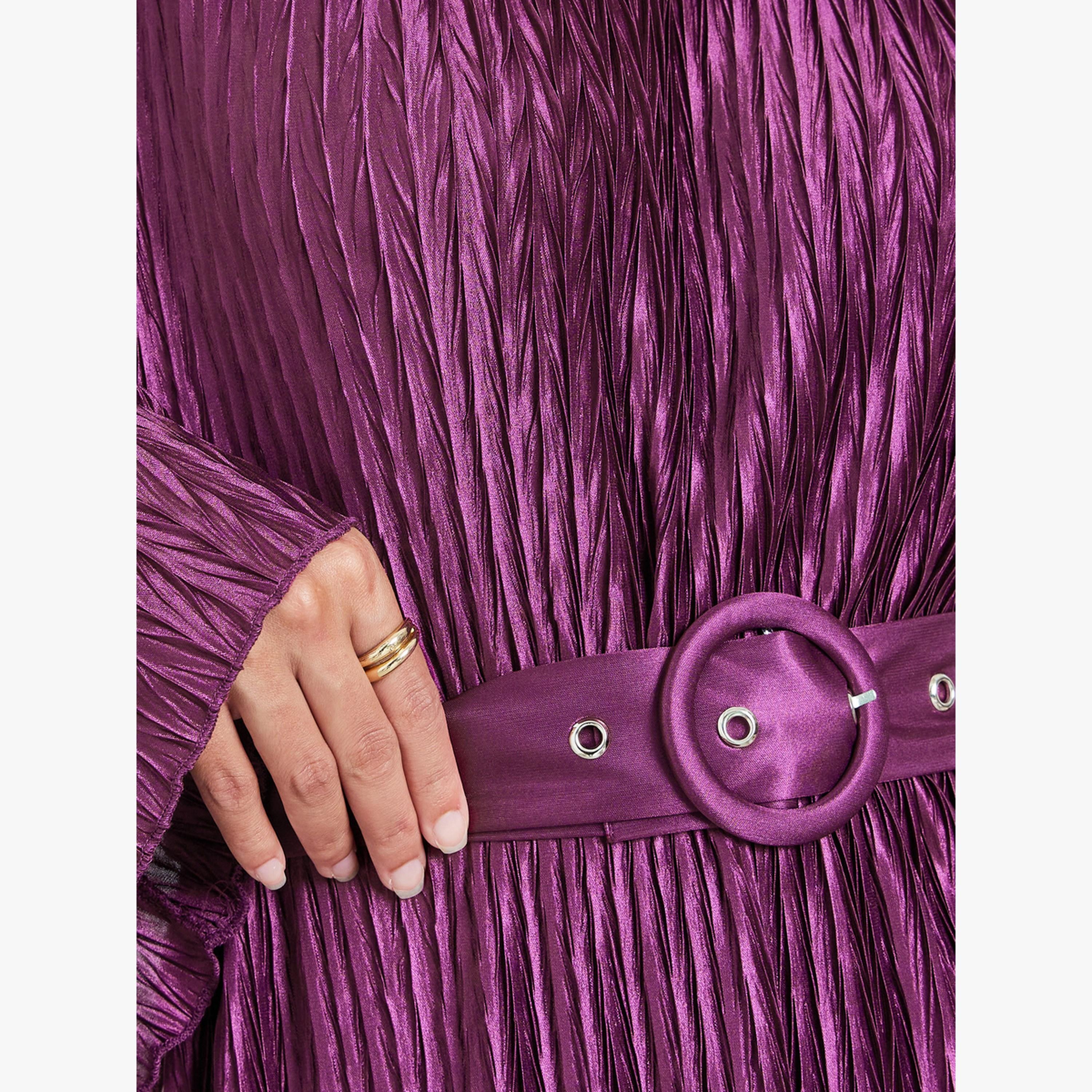 Styli Purple Plisse Blouse with Belt-women-clothing-shirtsandblouses-blouses-image-4