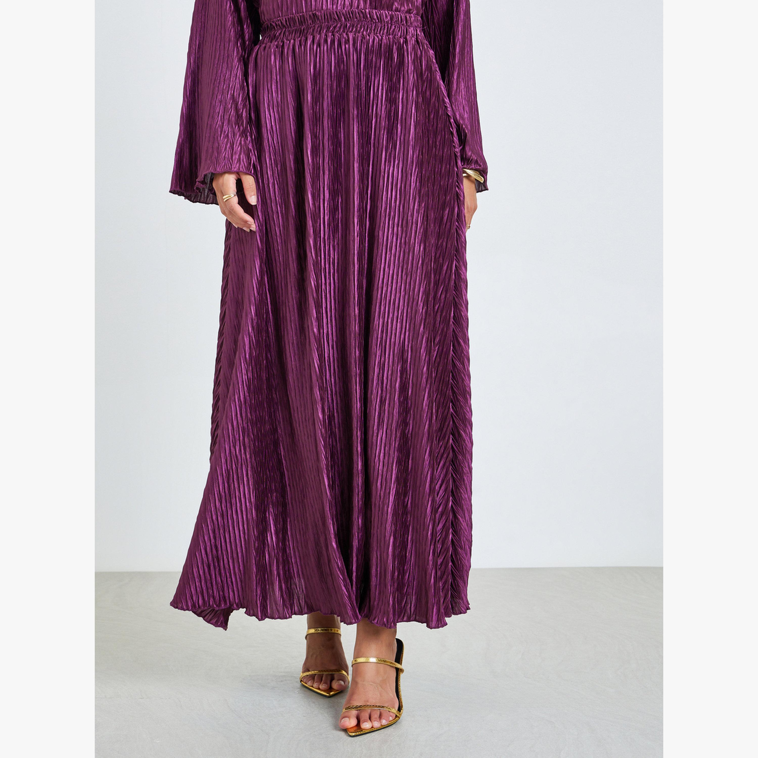 تنورة بليسيه طويلة بحافة واسعة-women-clothing-bottoms-skirts-image-1