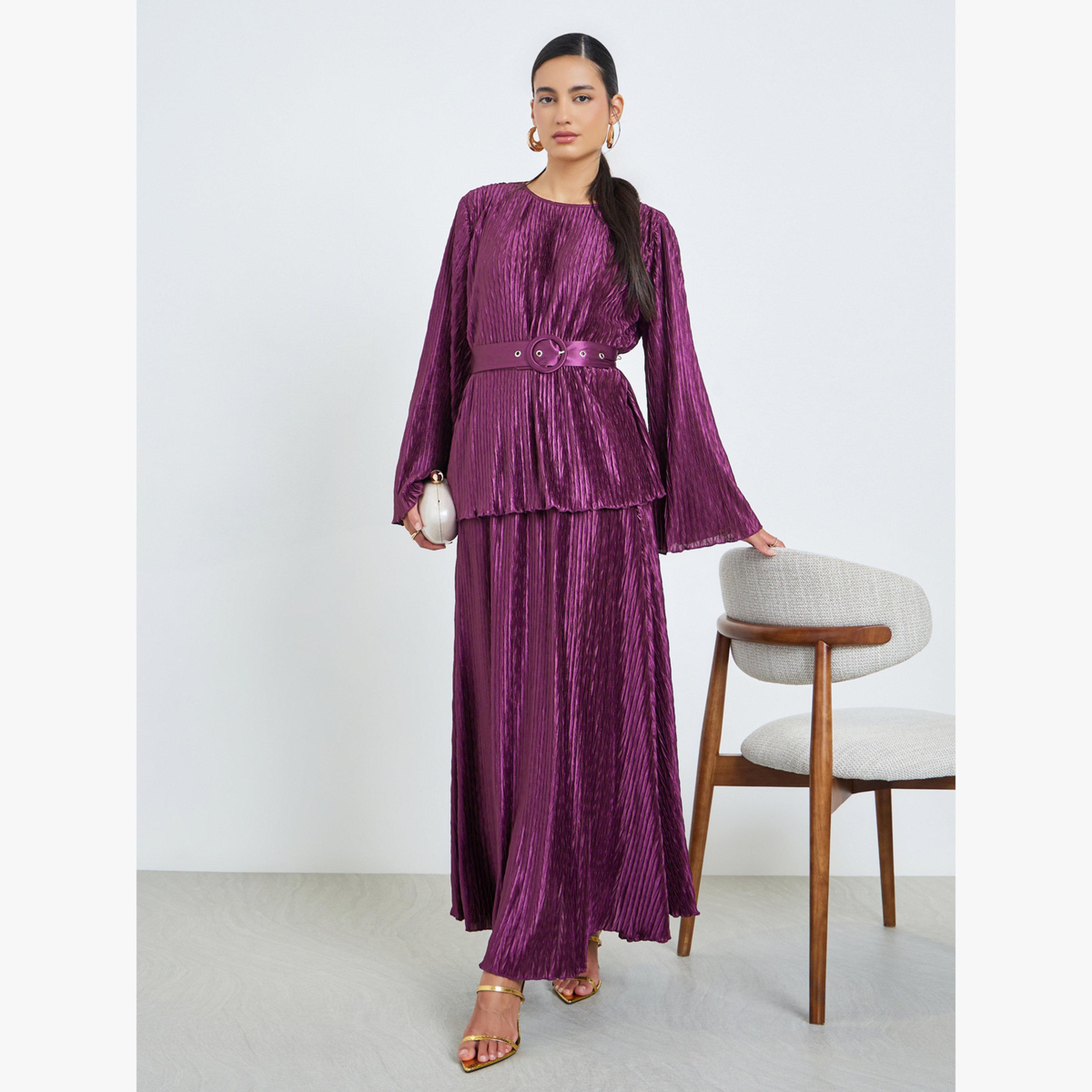 Styli Purple Accordion Plisse A-Line Maxi Skirt-women-clothing-bottoms-skirts-image-2