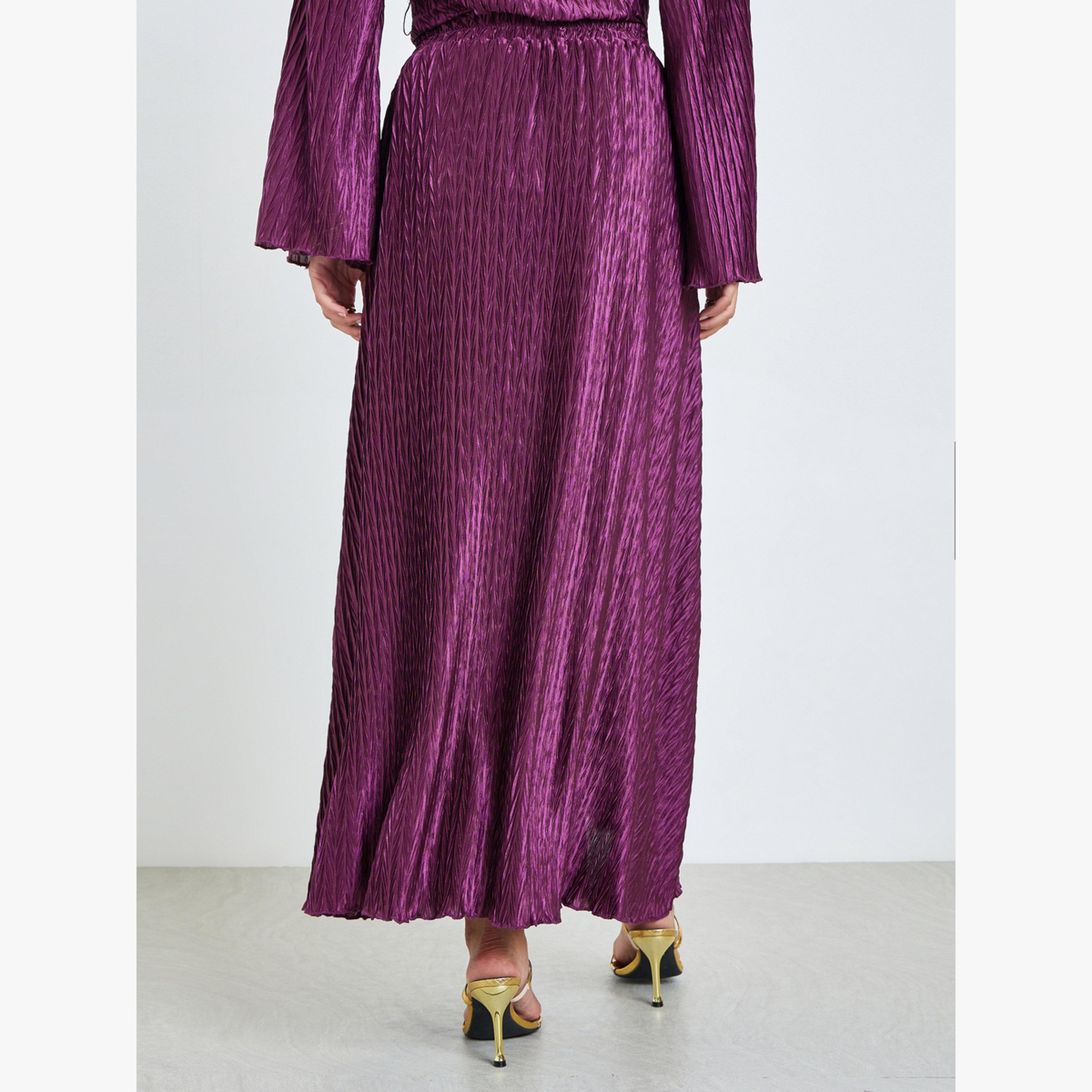 تنورة بليسيه طويلة بحافة واسعة-women-clothing-bottoms-skirts-image-4