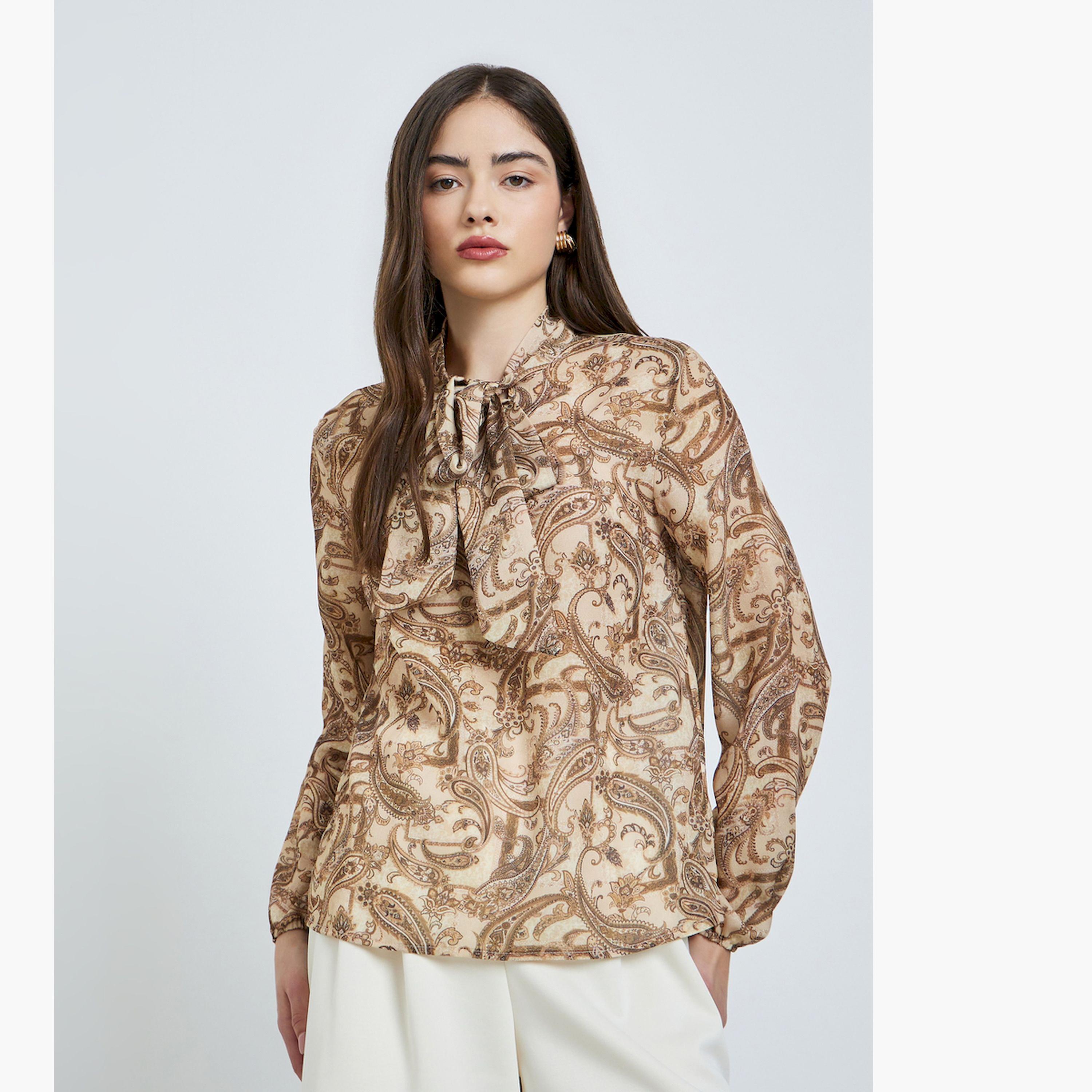 بلوزة بنقشة بيزلي وقصة عادية-women-clothing-shirtsandblouses-blouses-image-1