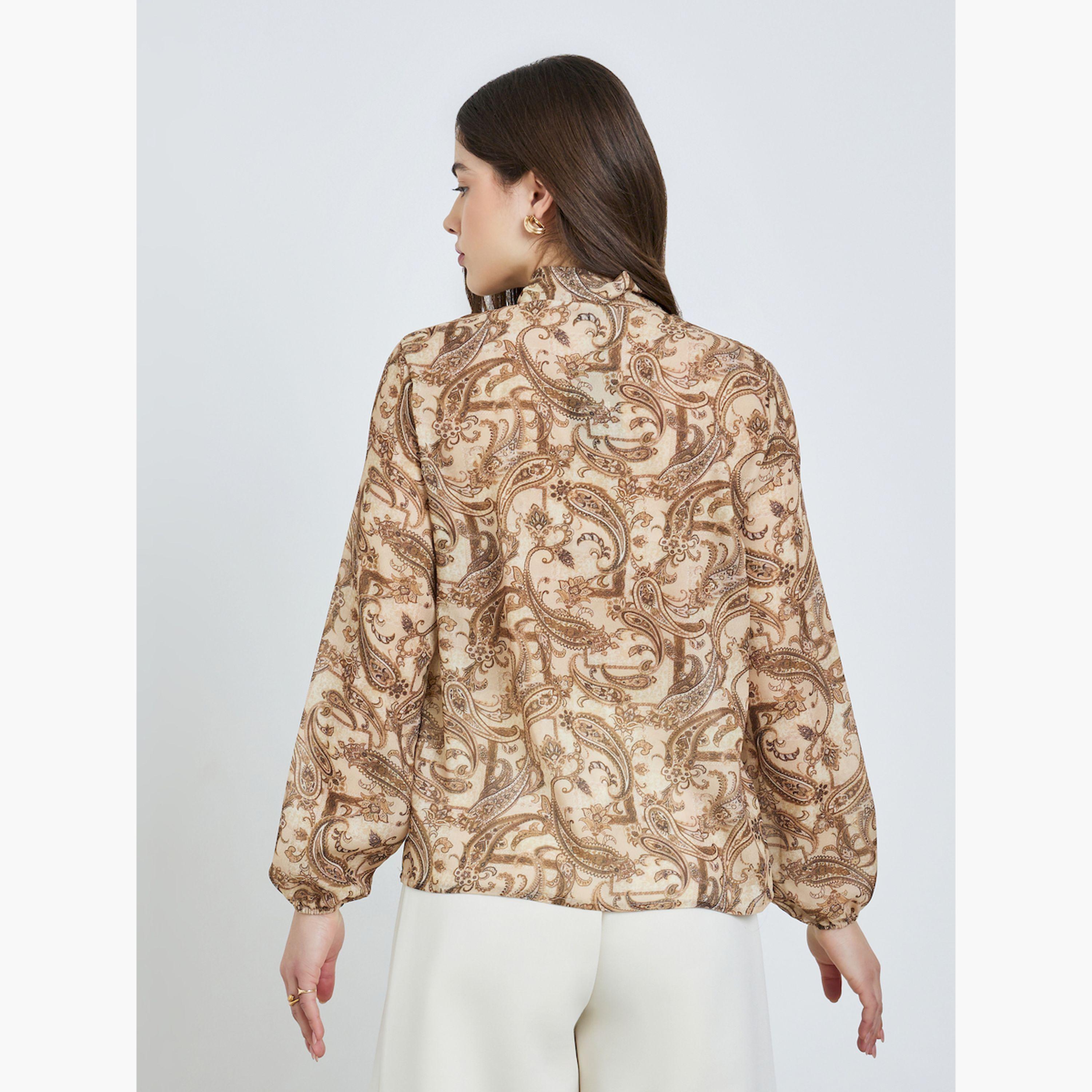 بلوزة بنقشة بيزلي وقصة عادية-women-clothing-shirtsandblouses-blouses-image-4