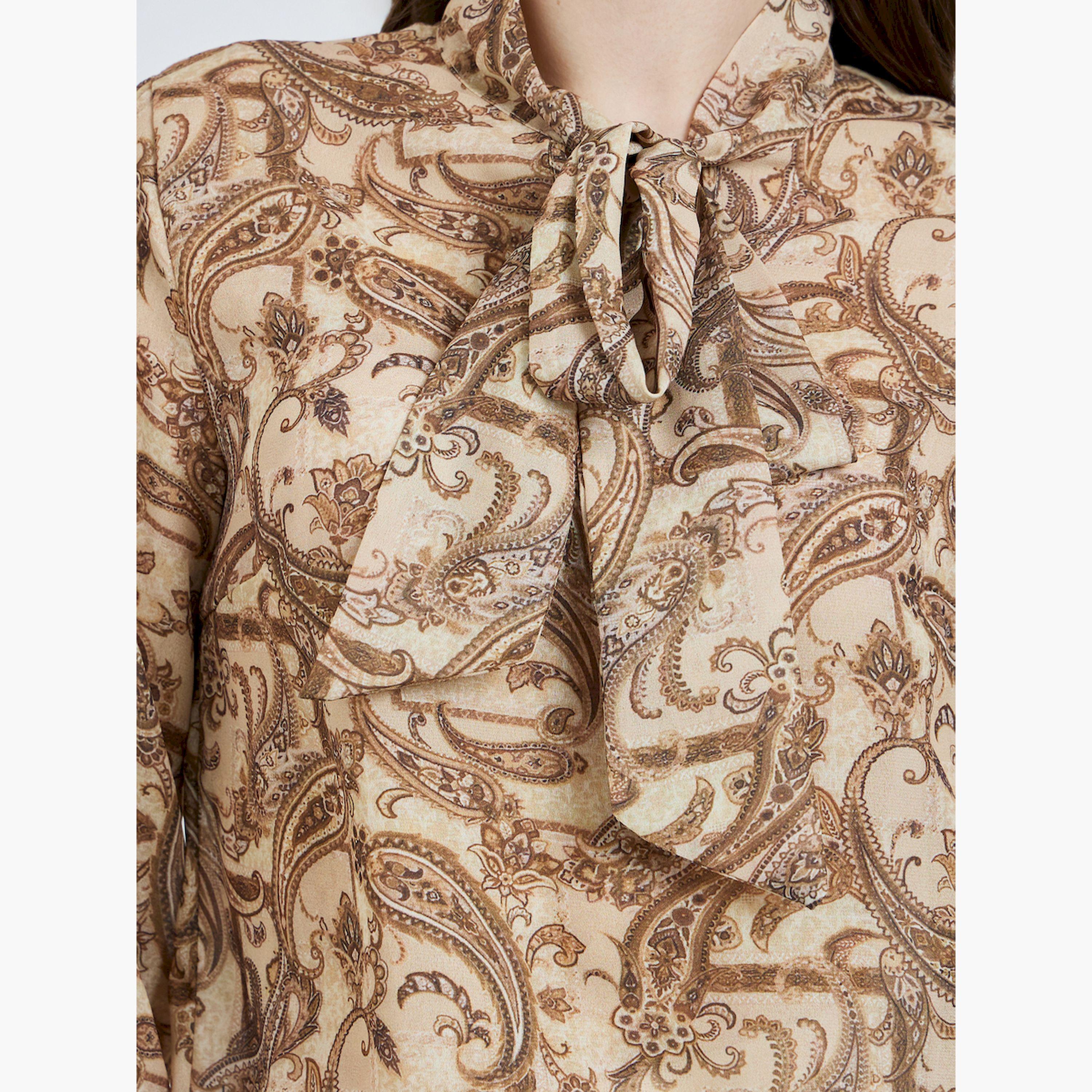 Styli Brown Paisley Printed Regular Fit Blouse-women-clothing-shirtsandblouses-blouses-image-5