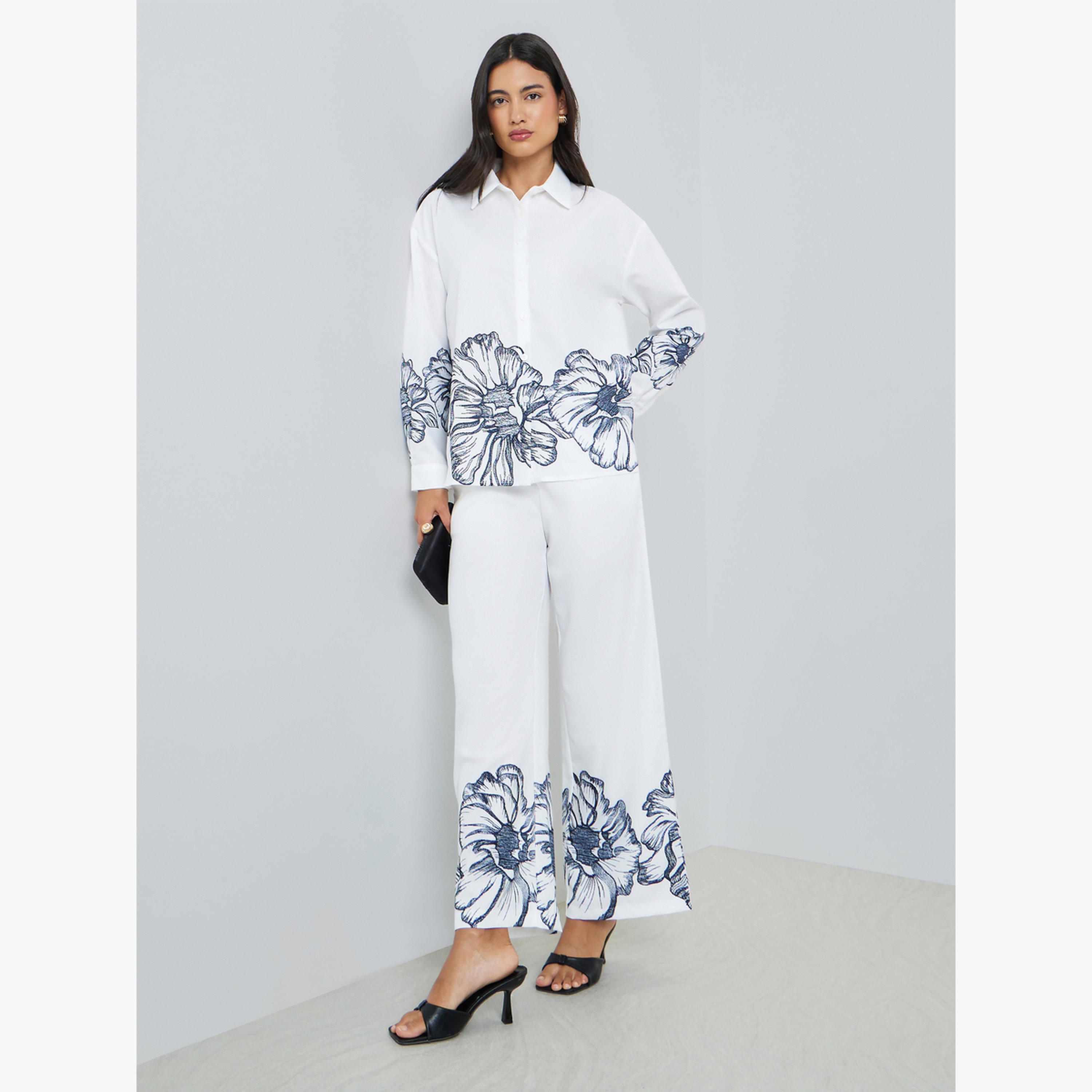 Styli Off-White Floral Print Long Sleeve Shirt-women-clothing-shirtsandblouses-blouses-image-2
