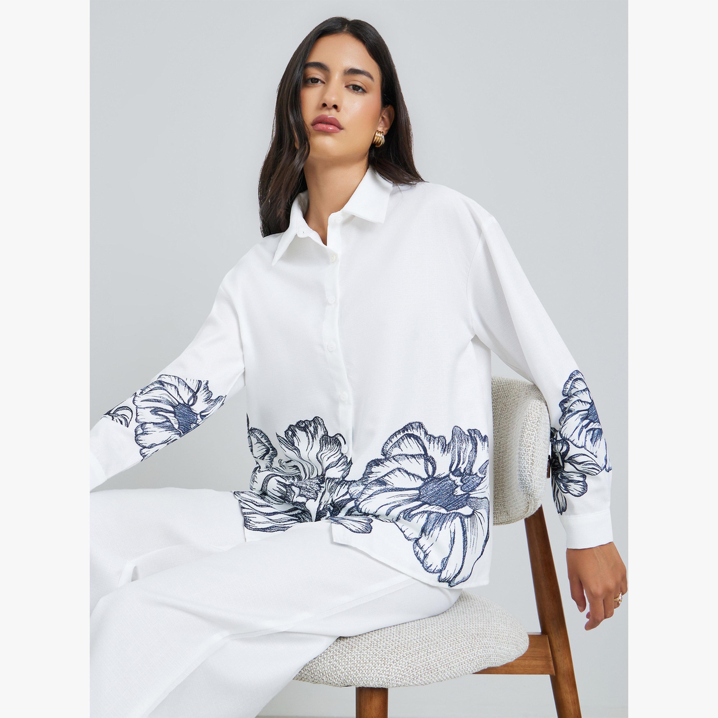 Styli Off-White Floral Print Long Sleeve Shirt-women-clothing-shirtsandblouses-blouses-image-3