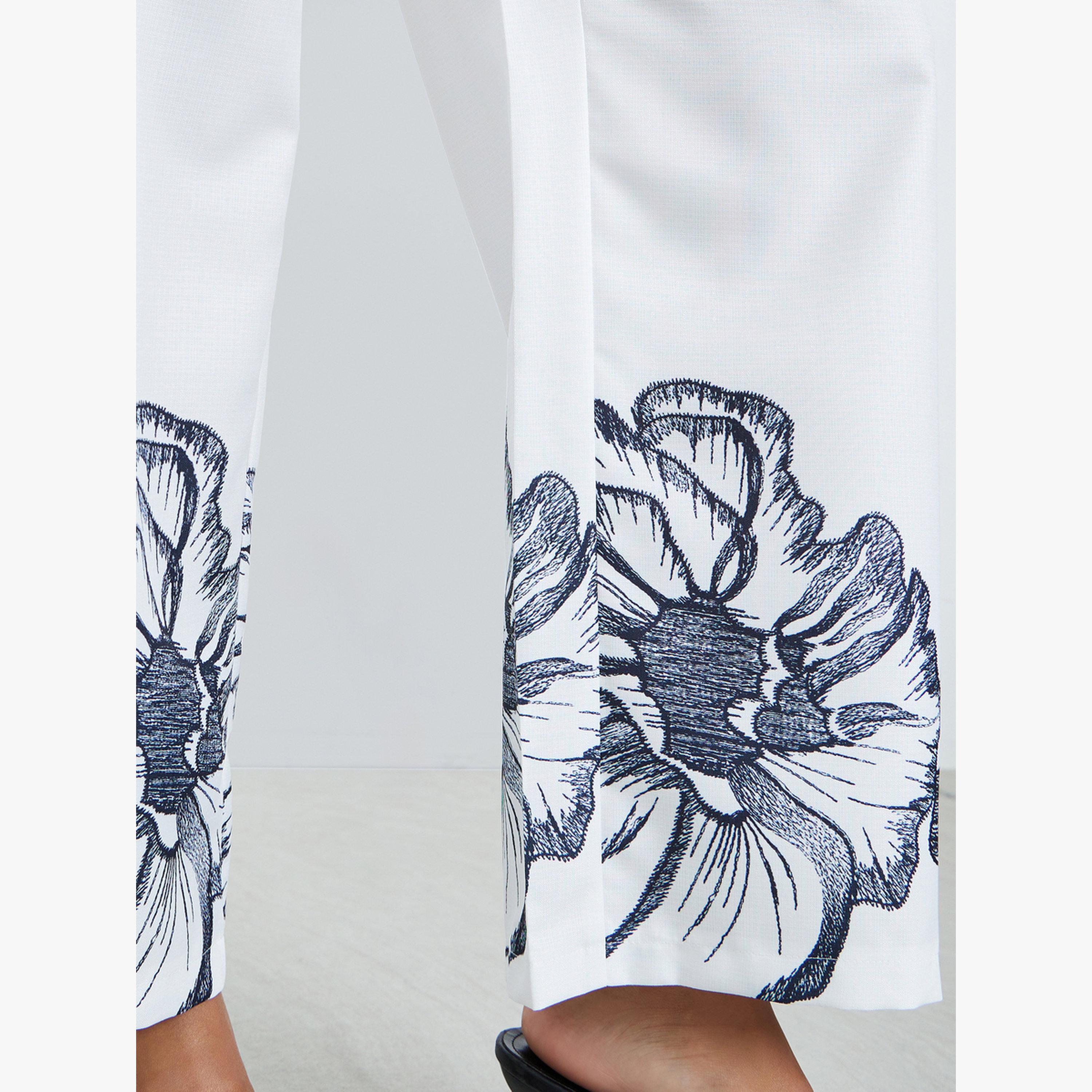 Styli White Floral Print Straight Leg Pants-women-clothing-bottoms-joggers-image-3