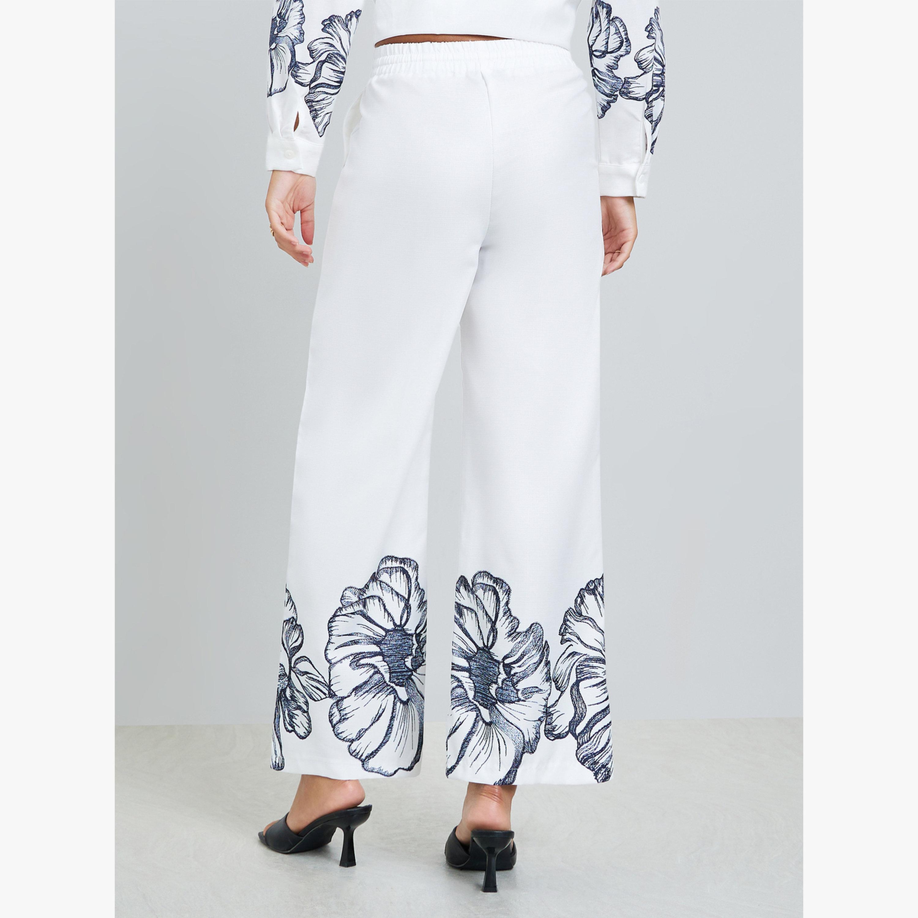 بنطال بأرجل مستقيمة وطبعة أزهار-women-clothing-bottoms-joggers-image-4