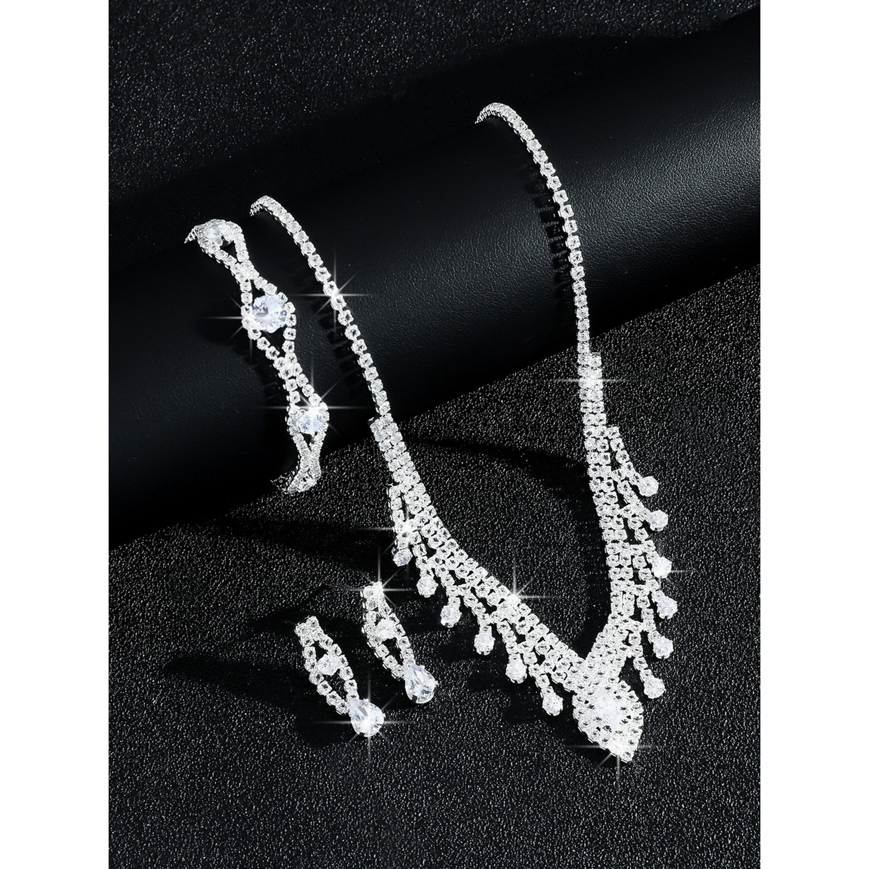 طقم مجوهرات 3 قطع عقد وسوار وأقراط منمقة-women-watchesandjewellery-jewellery-jewellerysets-image-3