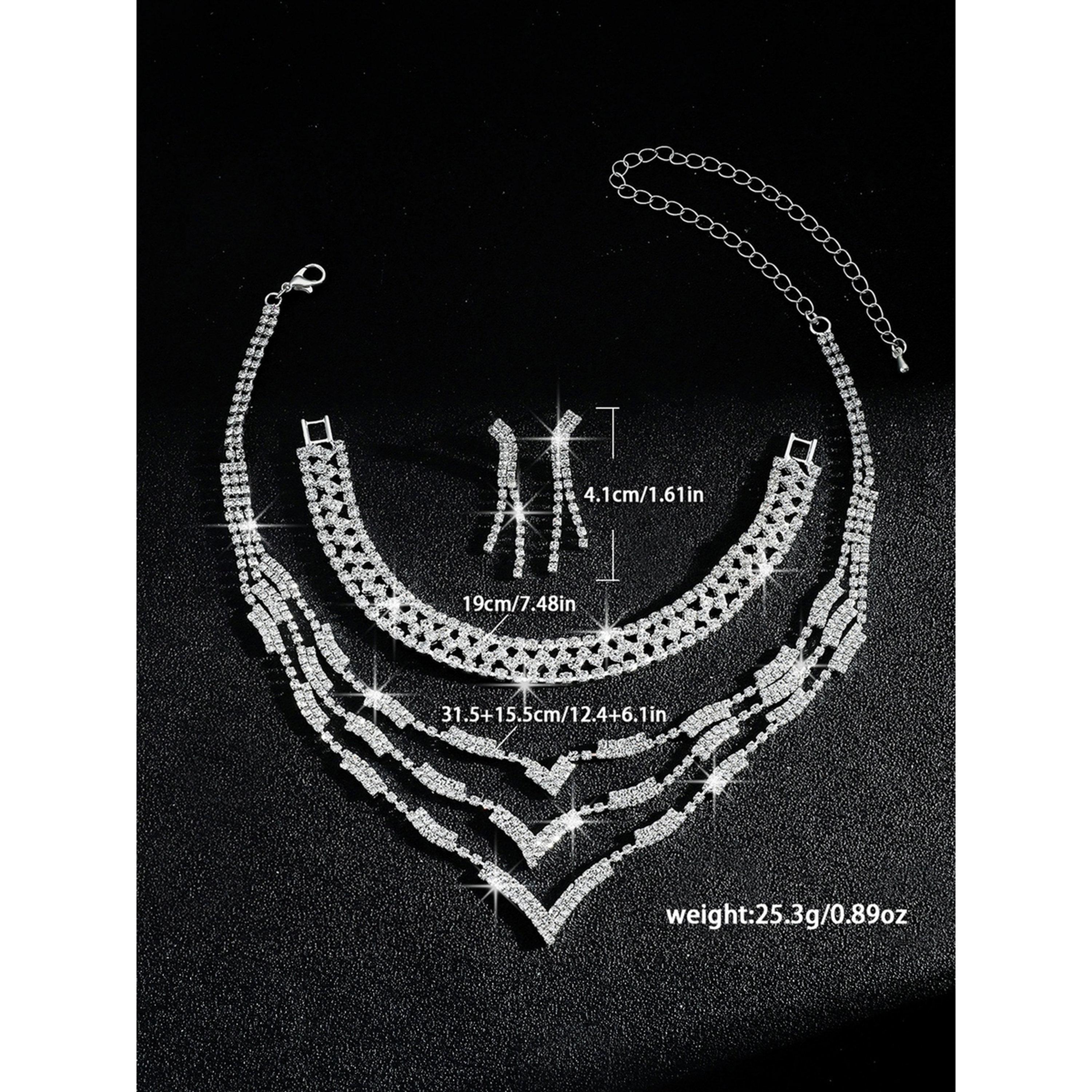 طقم مجوهرات 3 قطع عقد وسوار وأقراط منمقة-women-watchesandjewellery-jewellery-jewellerysets-image-3