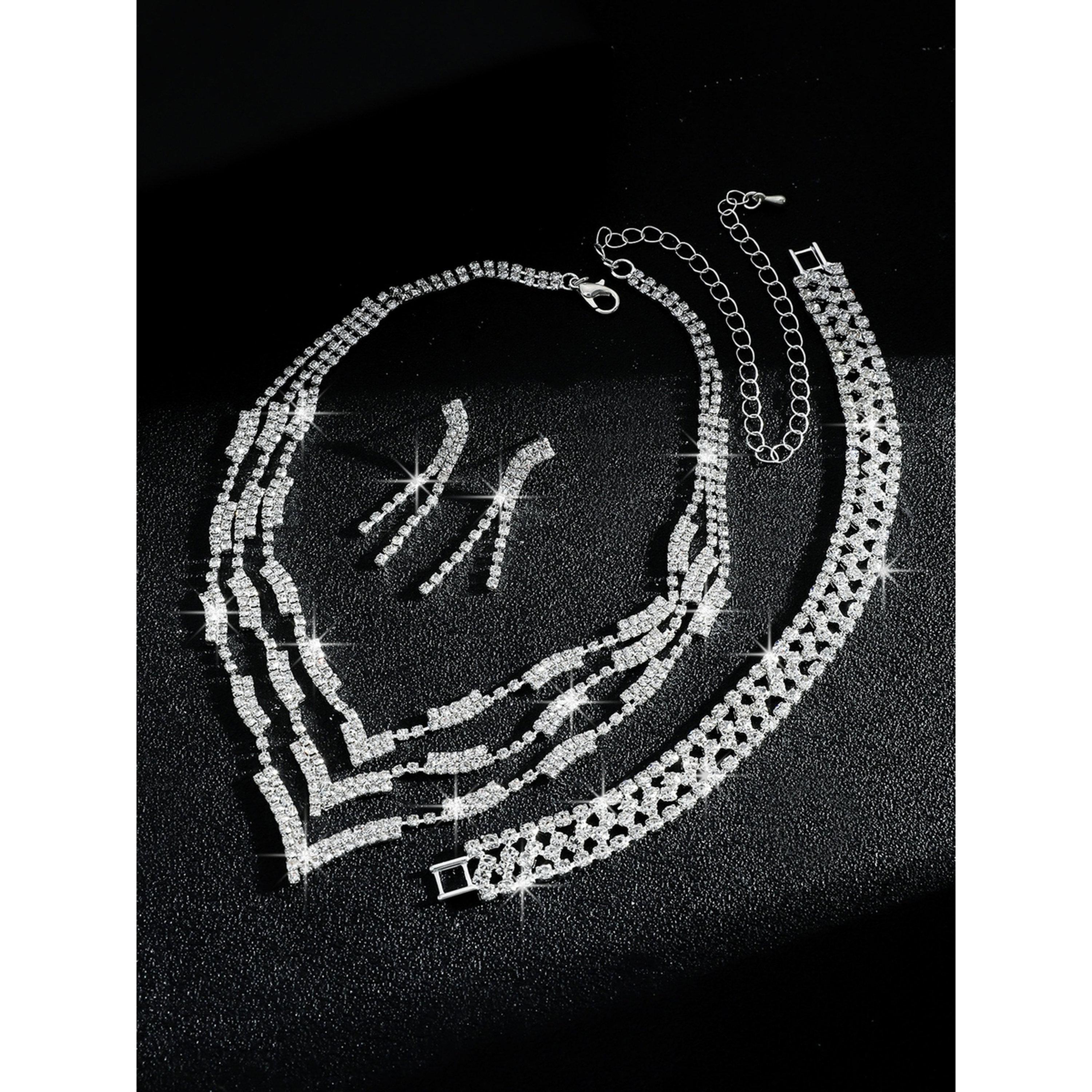 طقم مجوهرات 3 قطع عقد وسوار وأقراط منمقة-women-watchesandjewellery-jewellery-jewellerysets-image-5