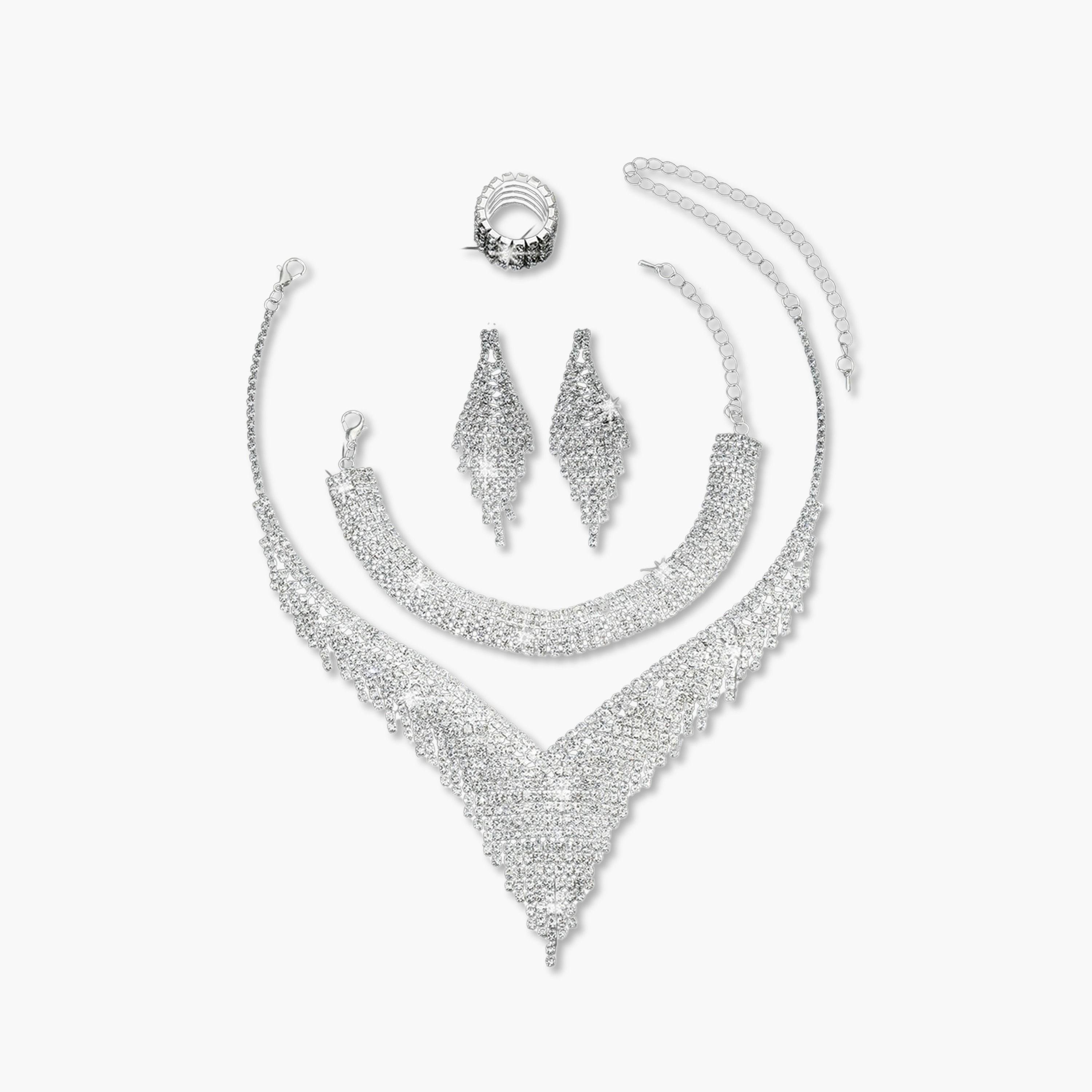 Take Two 4-Piece Embellished Necklace, Bracelet, Ring And Earrings Jewelry Set-women-watchesandjewellery-jewellery-jewellerysets-image-1