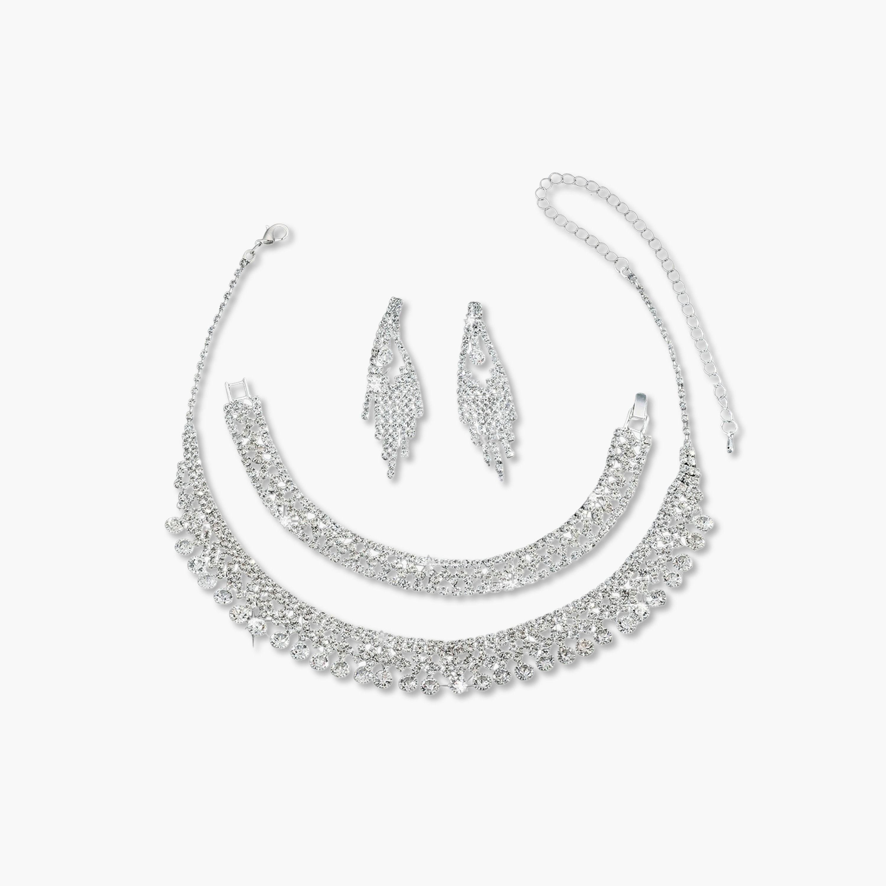 طقم مجوهرات 3 قطع عقد وسوار وأقراط منمقة-women-watchesandjewellery-jewellery-jewellerysets-image-1