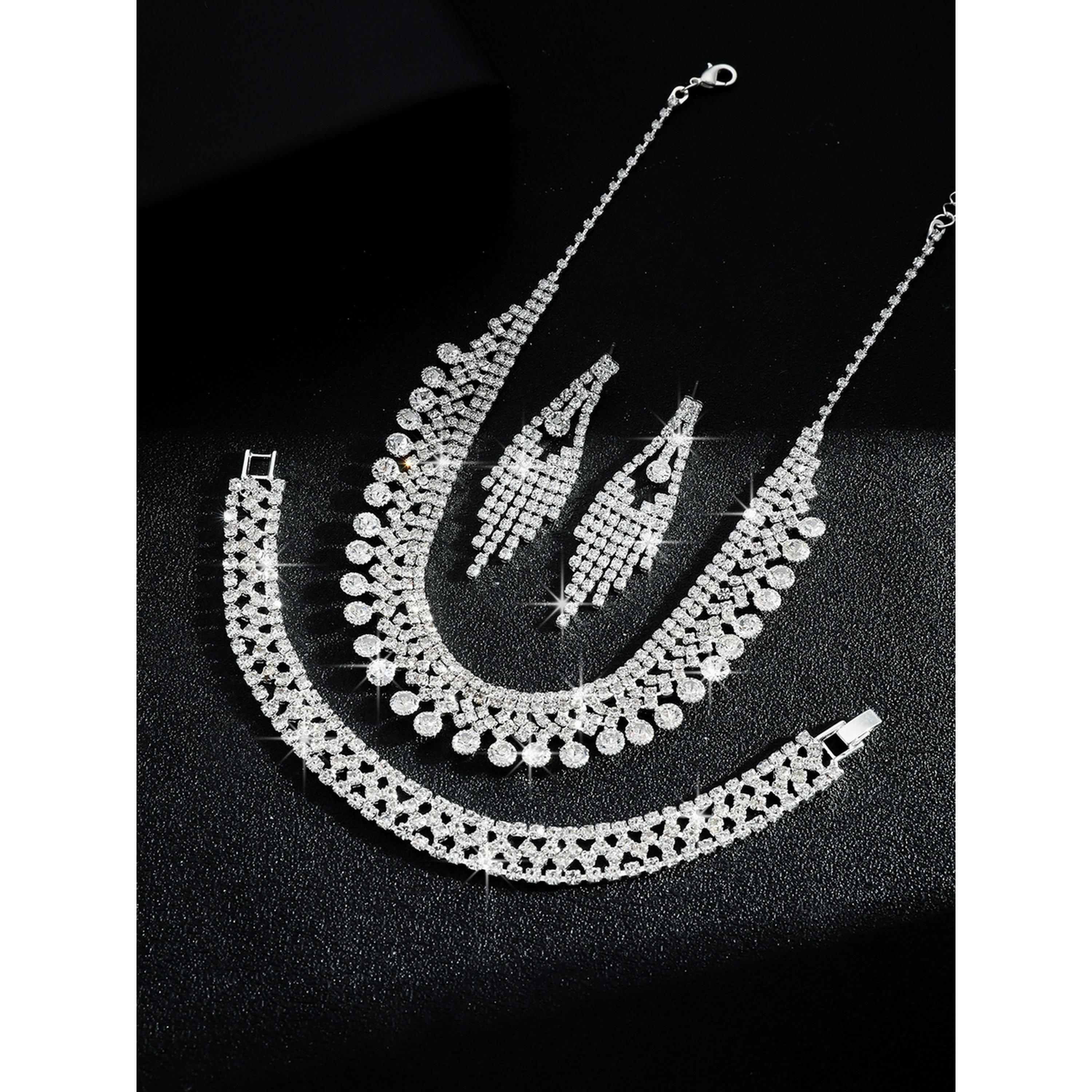 طقم مجوهرات 3 قطع عقد وسوار وأقراط منمقة-women-watchesandjewellery-jewellery-jewellerysets-image-3