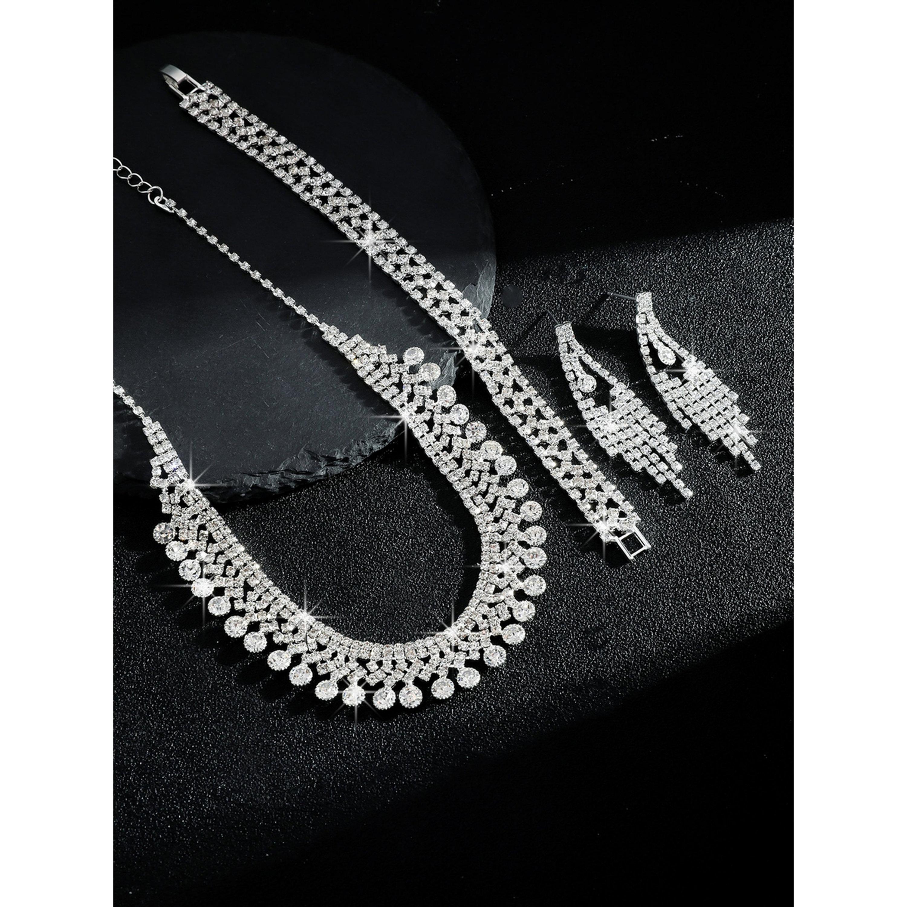 طقم مجوهرات 3 قطع عقد وسوار وأقراط منمقة-women-watchesandjewellery-jewellery-jewellerysets-image-4