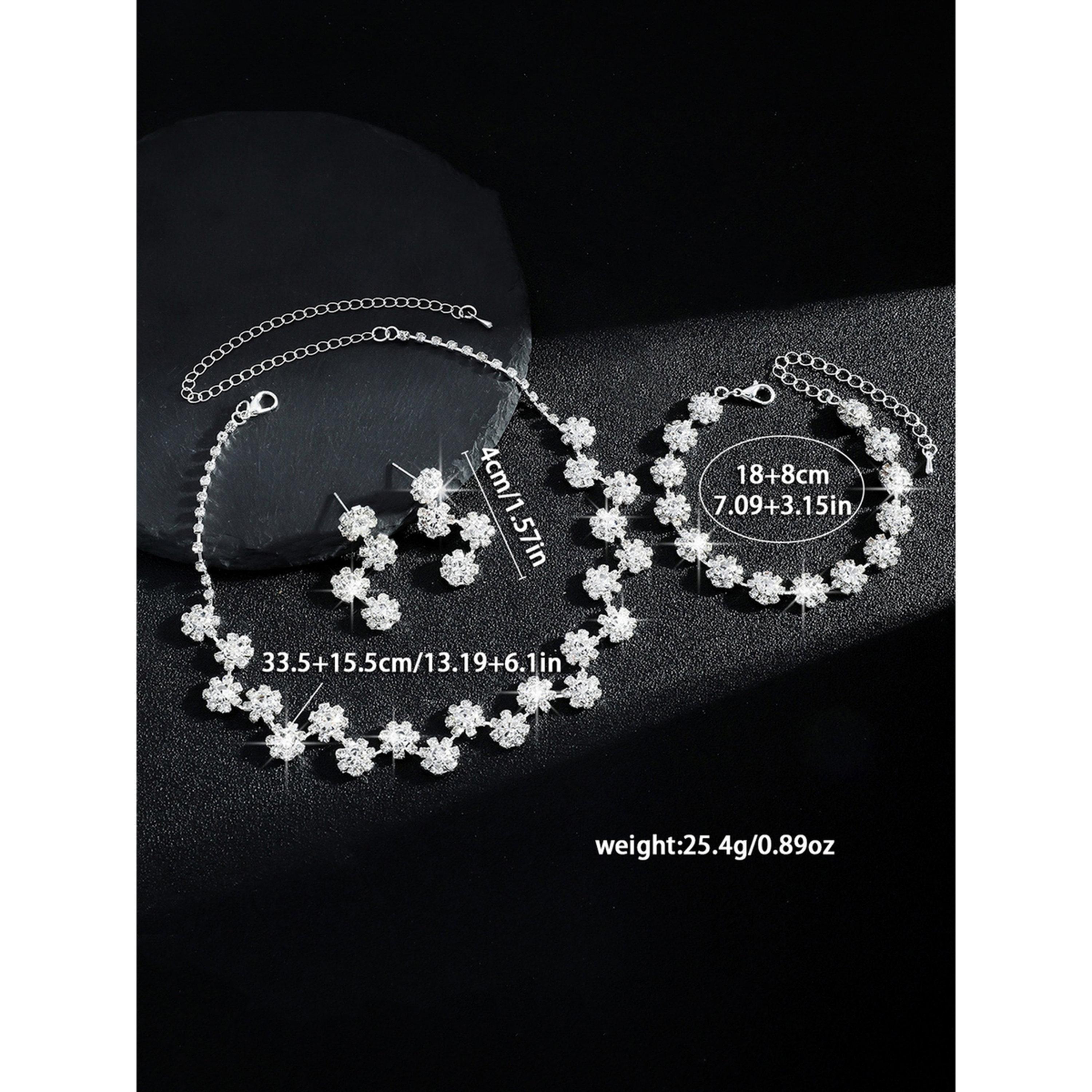 طقم مجوهرات 3 قطع عقد بتصميم زهرة وسوار وأقراط منمقة-women-watchesandjewellery-jewellery-jewellerysets-image-2
