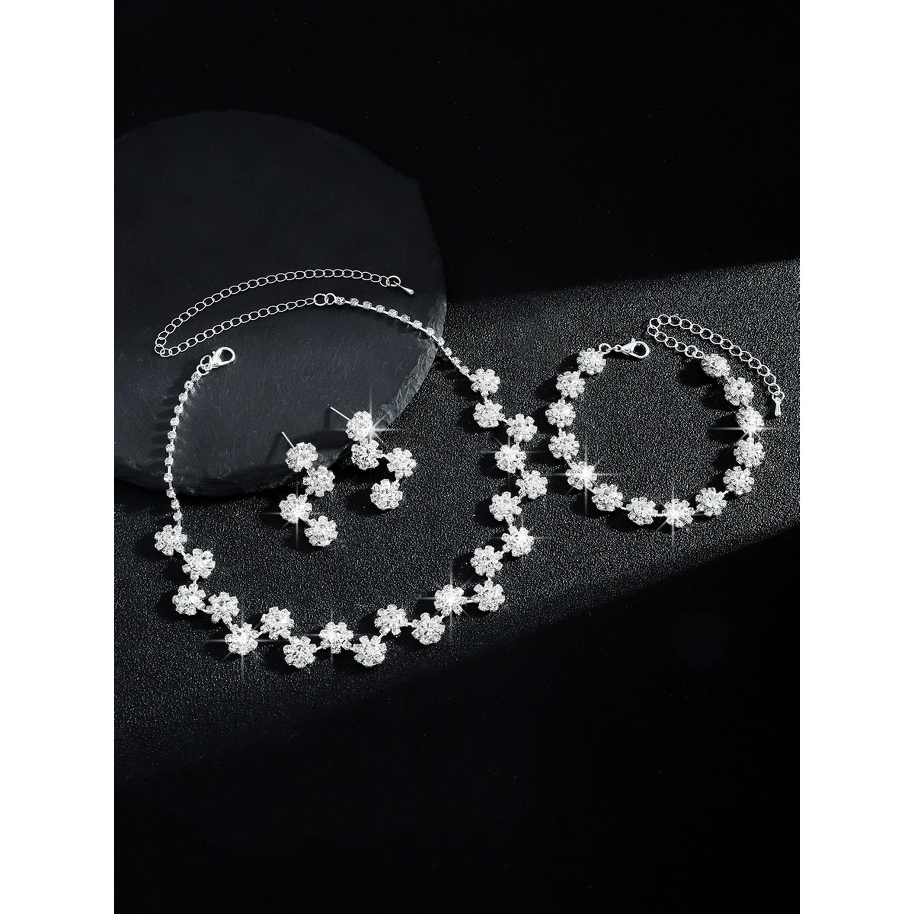 طقم مجوهرات 3 قطع عقد بتصميم زهرة وسوار وأقراط منمقة-women-watchesandjewellery-jewellery-jewellerysets-image-5