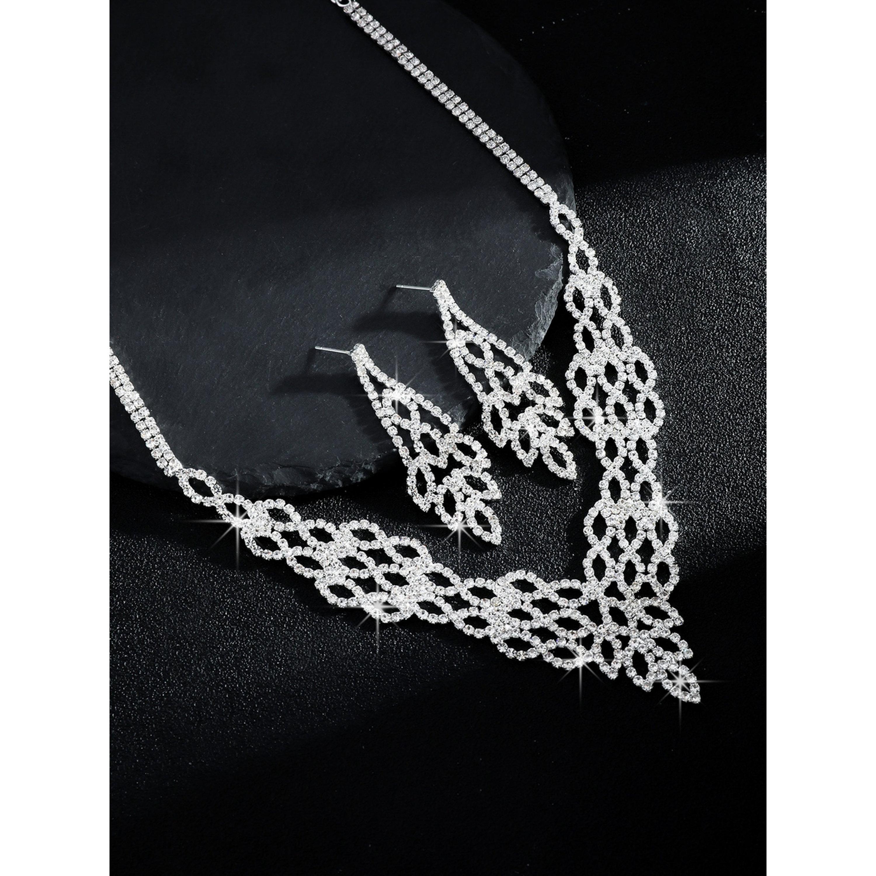 طقم مجوهرات قطعتين عقد وأقراط مزين-women-watchesandjewellery-jewellery-jewellerysets-image-5